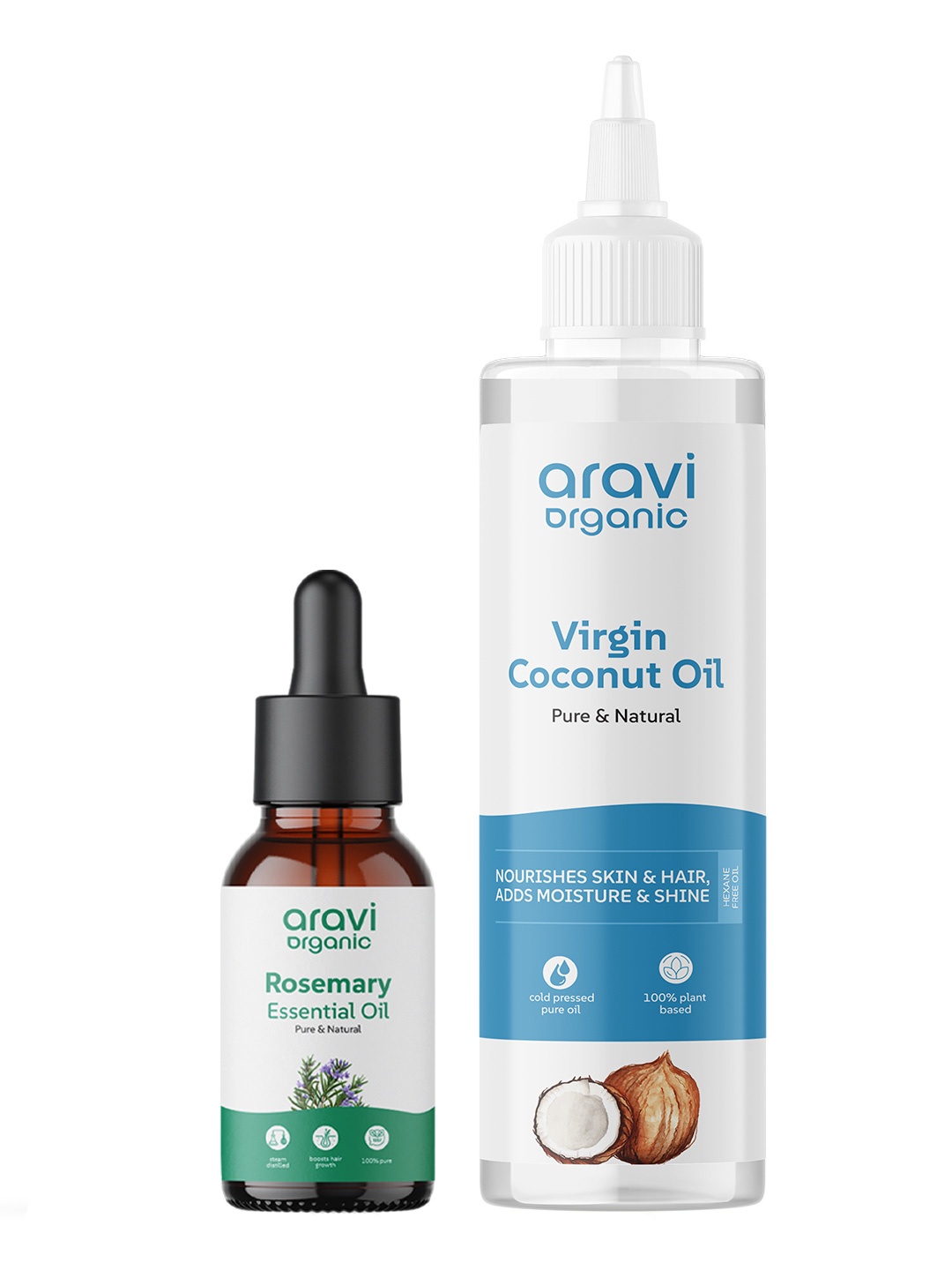 Aravi Organic Set of 100% Pure Rosemary Essential Oil & Coconut Oil for Hair & Skin Care, Transparent
Aravi Organic Set of 100% Pure Rosemary Essential Oil & Coconut Oil for Hair & Skin Care, Transparent