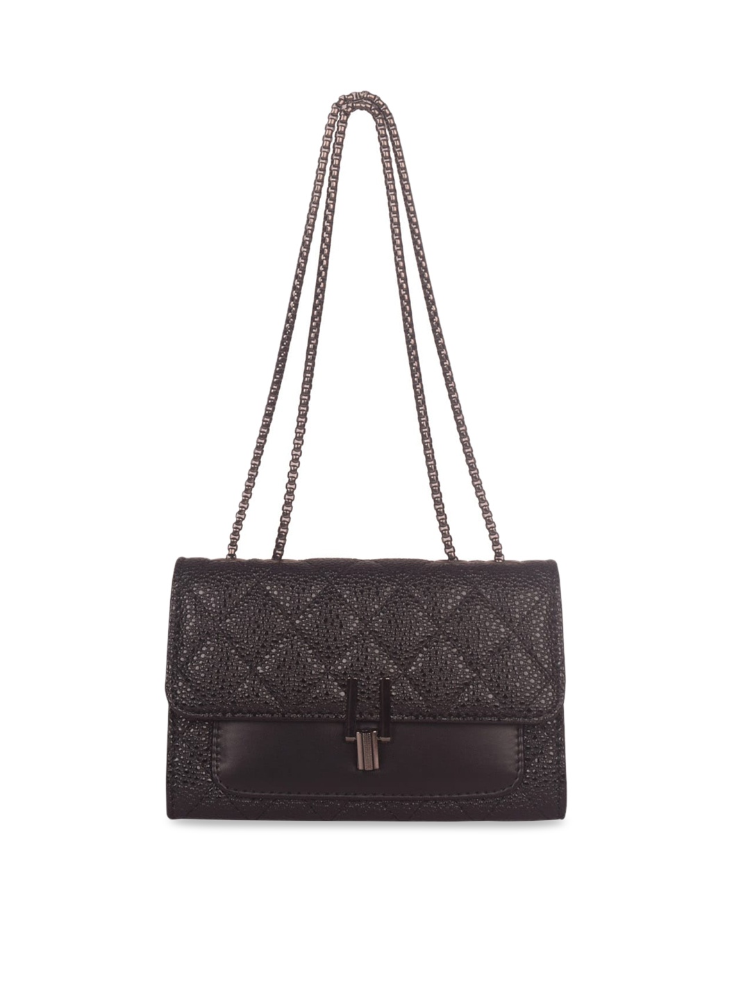 Bagkok Textured Structured Handheld Bag, Black
