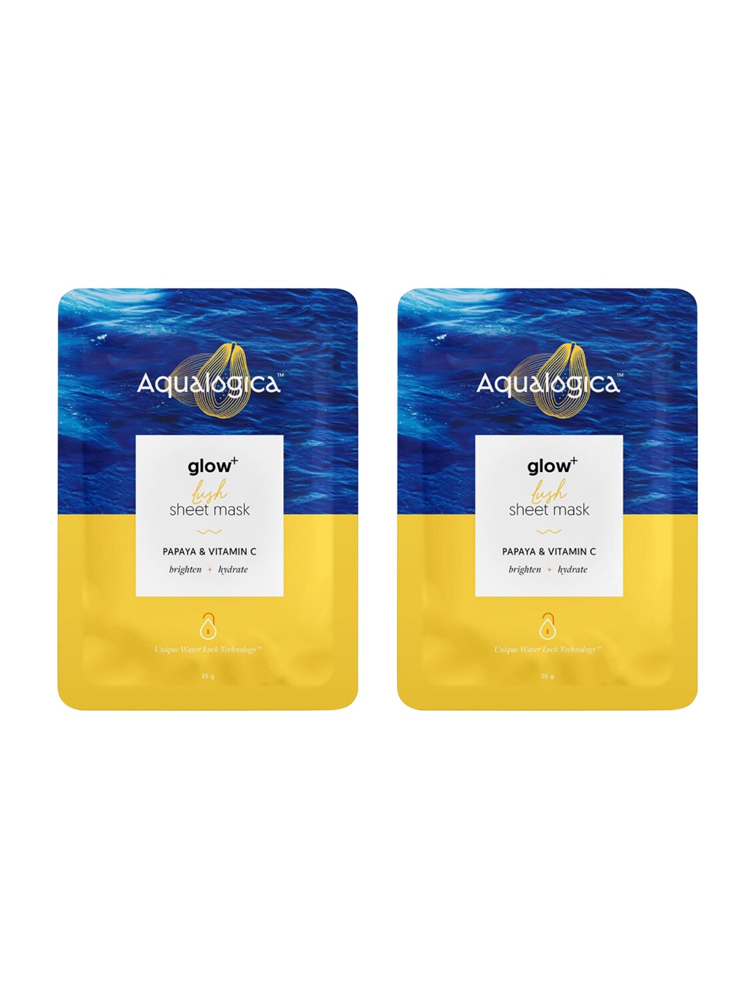Aqualogica Set of 2 Glow+ Sheet Mask with Papaya, Vitamin C & Hyaluronic Acid - 25 g Each, Blue
Aqualogica Set of 2 Glow+ Sheet Mask with Papaya, Vitamin C & Hyaluronic Acid - 25 g Each, Blue