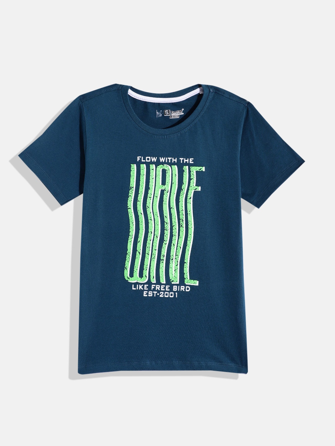 Eteenz Boys Premium Cotton Typography Printed T-shirt, Teal