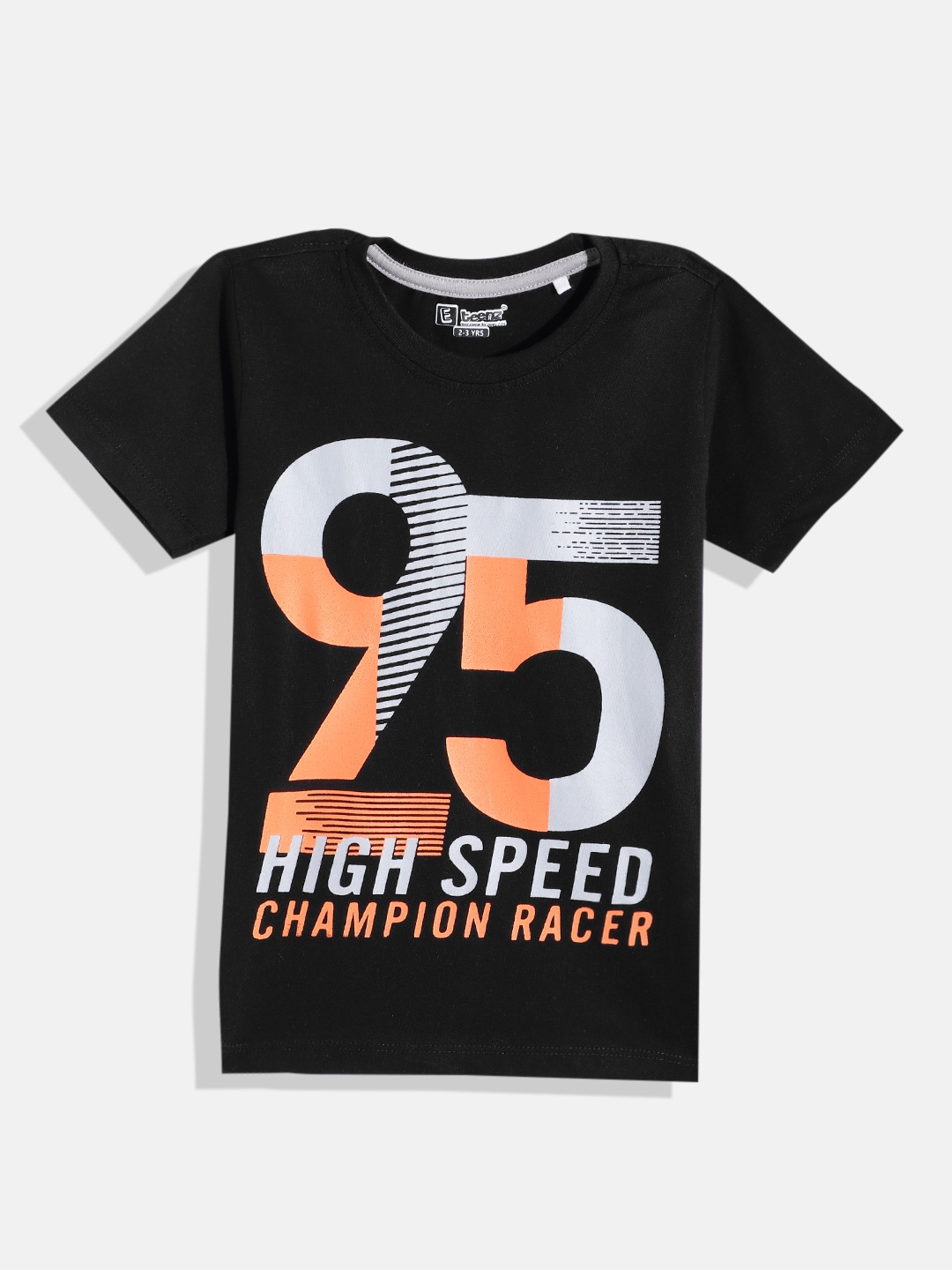 Eteenz Boys Typography Printed Cotton T-shirt, Black