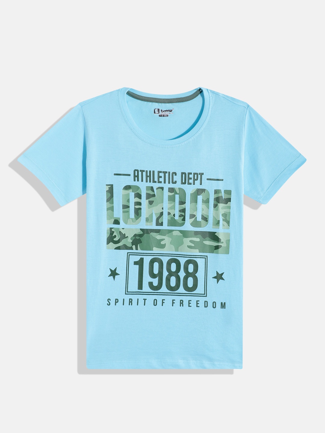 Eteenz Boys Printed Premium Cotton T-shirt, Blue