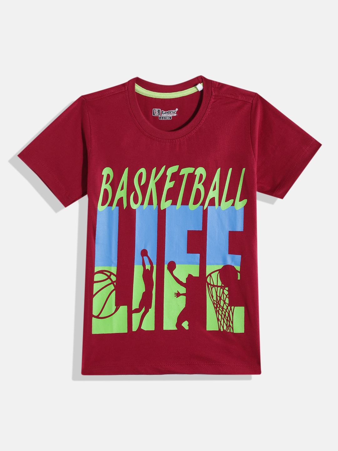 Eteenz Boys Premium Cotton Typography Printed T-shirt, Maroon