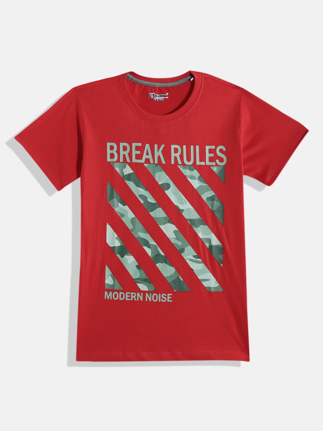 Eteenz Boys Printed Premium Cotton T-shirt, Red