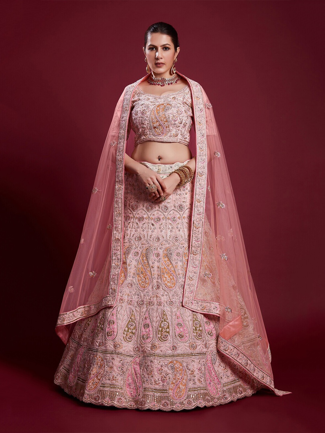 Readiprint Fashions Embroidered Thread Work Semi-Stitched Lehenga & Unstitched, Peach
Readiprint Fashions Embroidered Thread Work Semi-Stitched Lehenga & Unstitched, Peach
