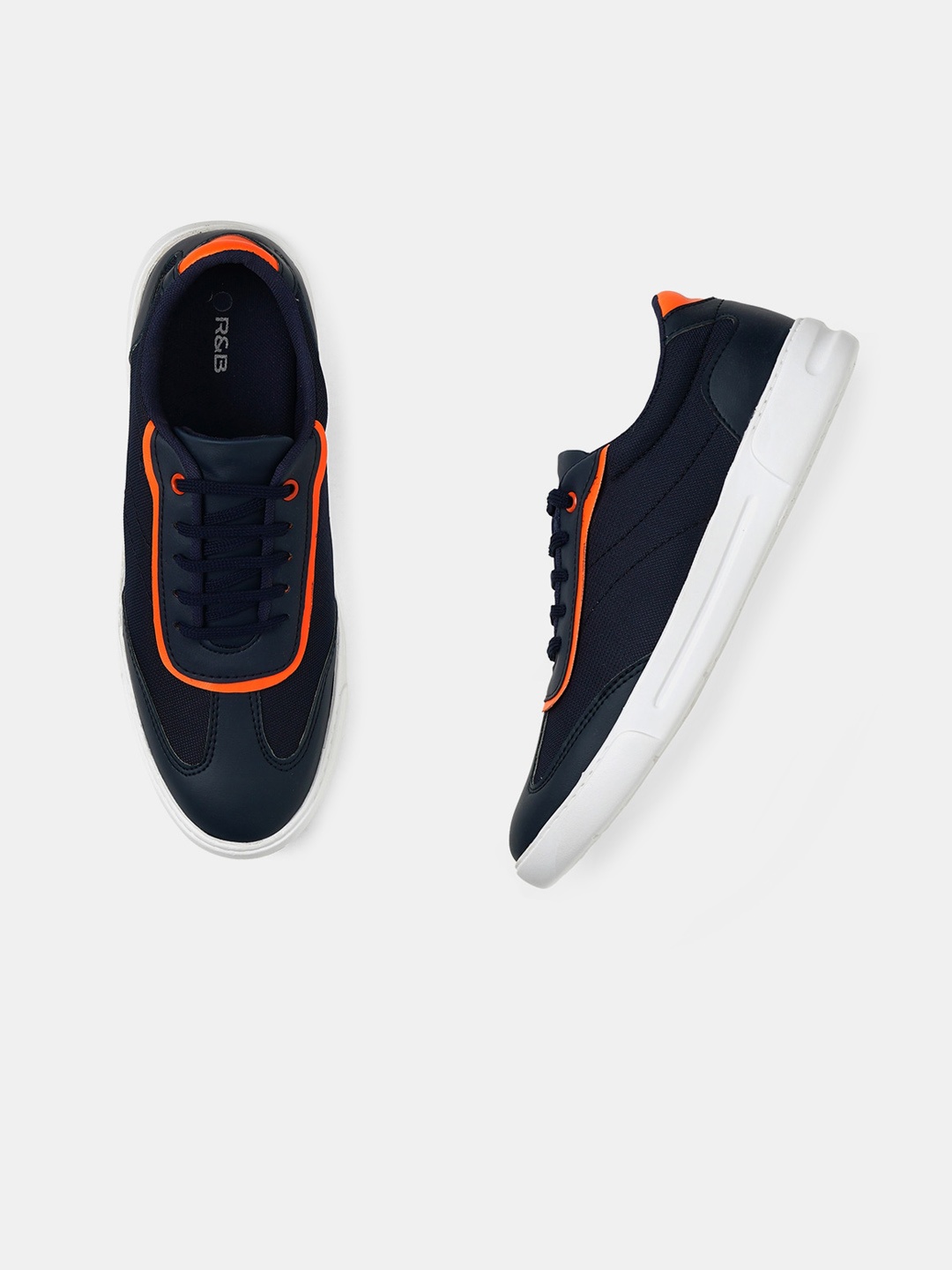 R&B Men Lace-Up Sneakers, Navy blue