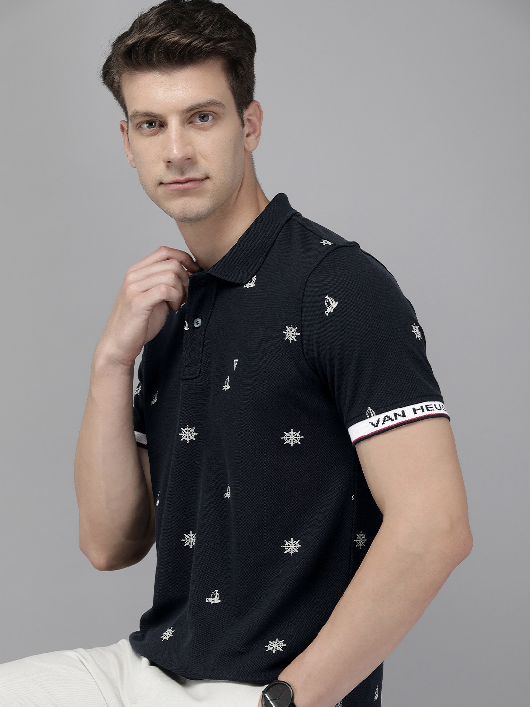 Van Heusen Sport Pure Cotton Conversational Printed Polo Collar Slim Fit T-shirt, Navy blue
Van Heusen Sport Pure Cotton Conversational Printed Polo Collar Slim Fit T-shirt, Navy blue