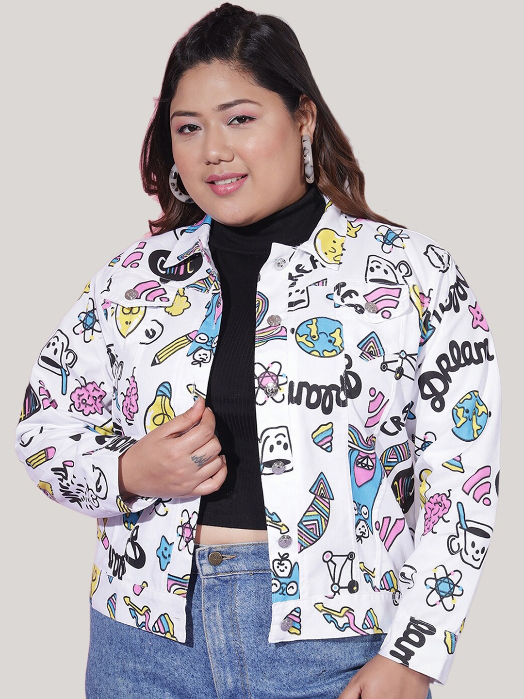 BUY NEW TREND Curvy Plus Size Conversationa Printed Lightweight Twill Crop Denim Jacket, White
BUY NEW TREND Curvy Plus Size Conversationa Printed Lightweight Twill Crop Denim Jacket, White