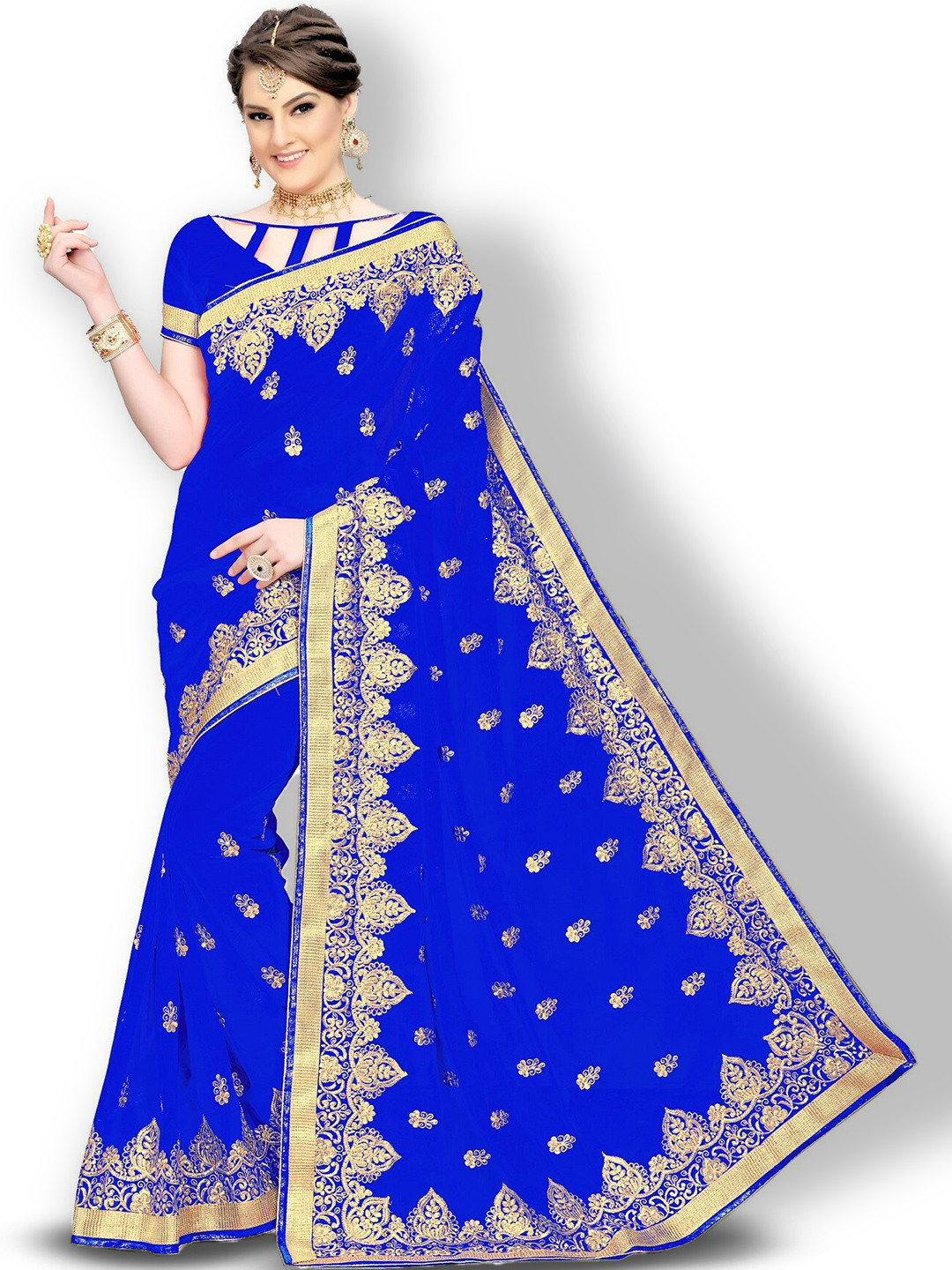 Kedar Fab Floral Embroidered Saree, Blue
Kedar Fab Floral Embroidered Saree, Blue