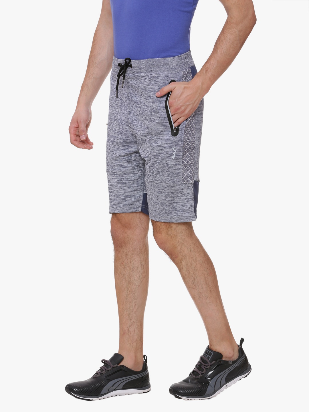 Campus Sutra Men Blue Solid Regular Fit Sports Shorts