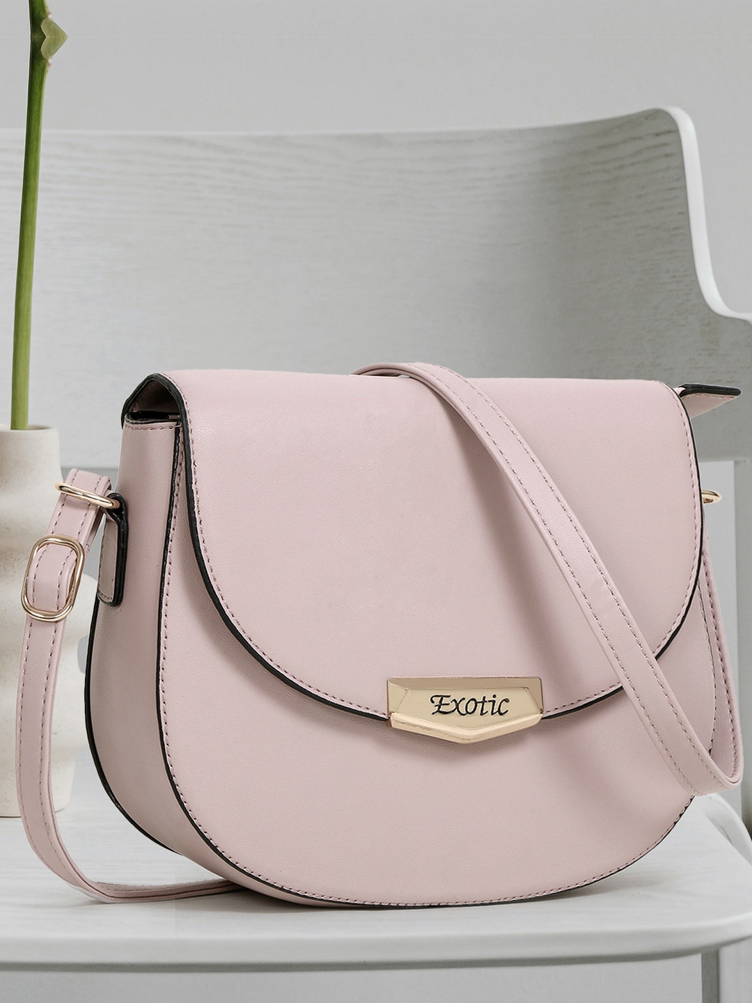 Exotic Textured Structured Sling Bag, Pink