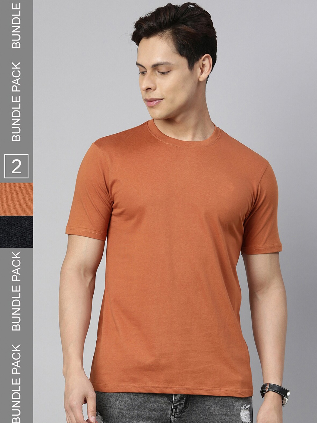 recast Pack Of 2 Bio Finish Cotton T-shirts, Brown