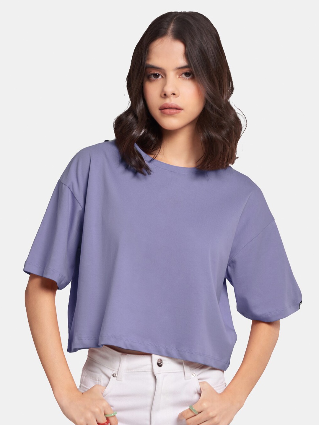 The Souled Store Pure Cotton Oversized Top, Mauve