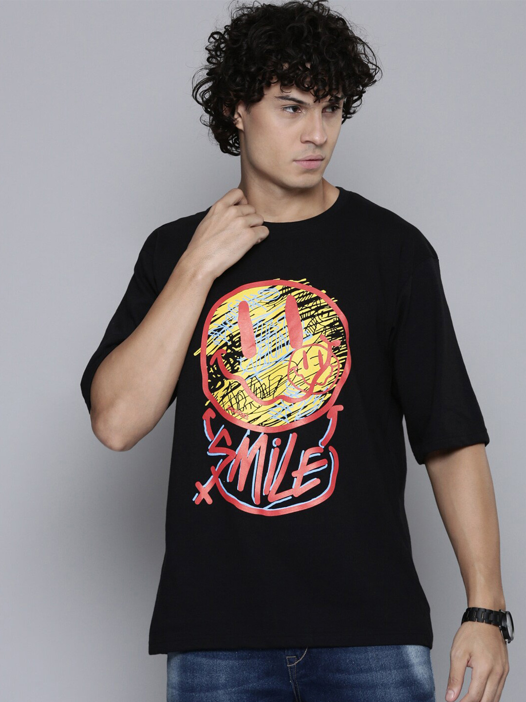 SMARTEES Graphic Printed Cotton Oversized Fit T-shirt, Black
SMARTEES Graphic Printed Cotton Oversized Fit T-shirt, Black