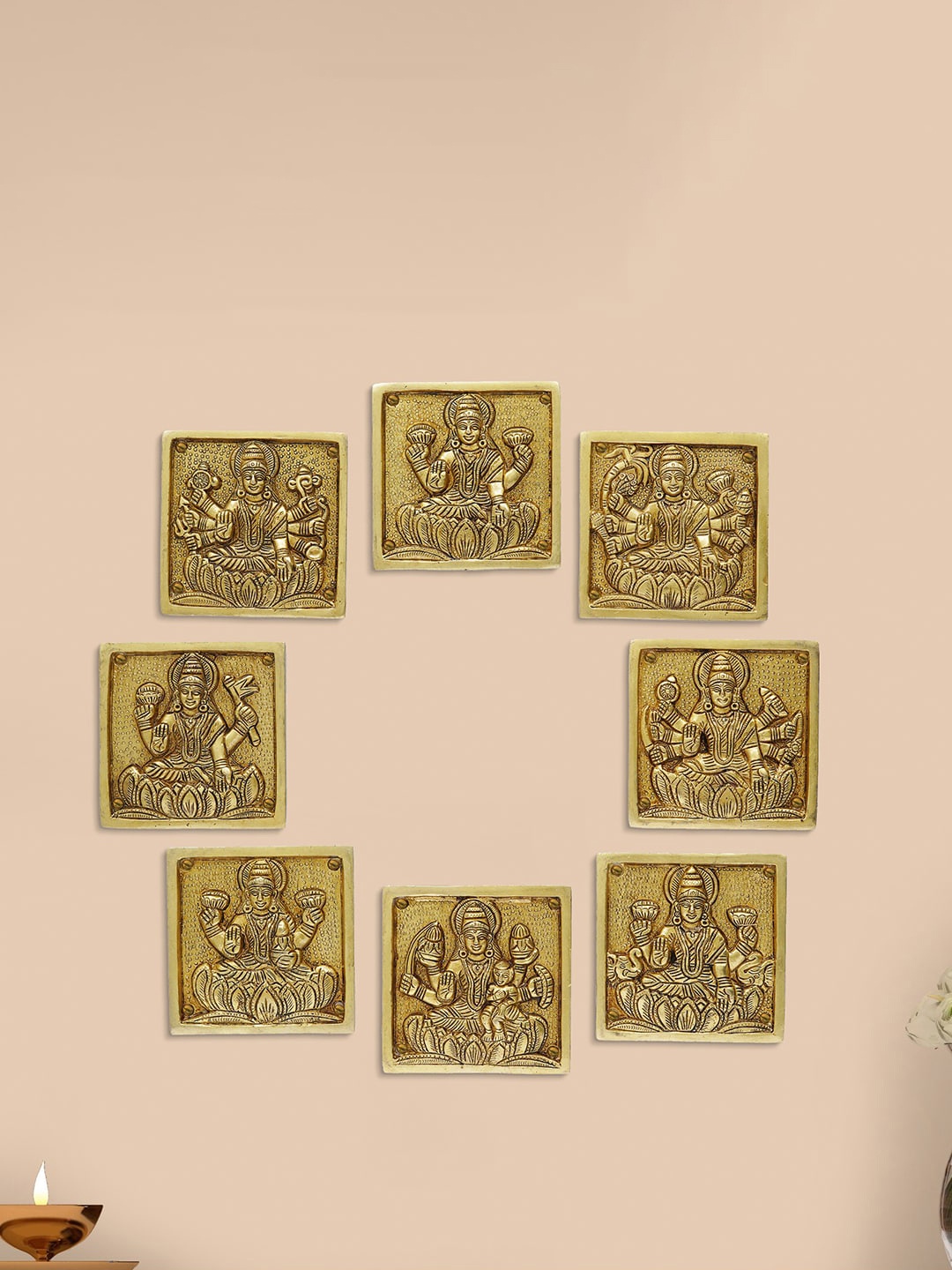 eCraftIndia Gold Toned 8 Pieces Square Shape Astha Lakshmi Wall Hangings Showpieces
eCraftIndia Gold Toned 8 Pieces Square Shape Astha Lakshmi Wall Hangings Showpieces