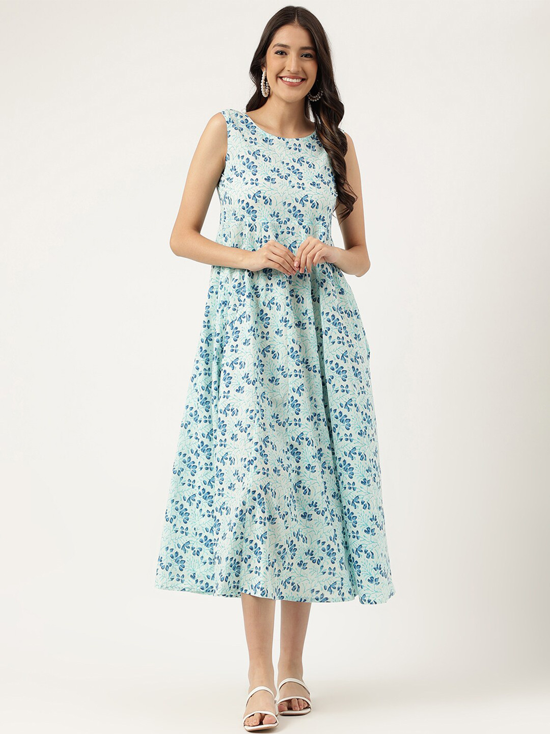 KALINI Floral Print Round Neck A-Line Midi Dress, Blue
KALINI Floral Print Round Neck A-Line Midi Dress, Blue