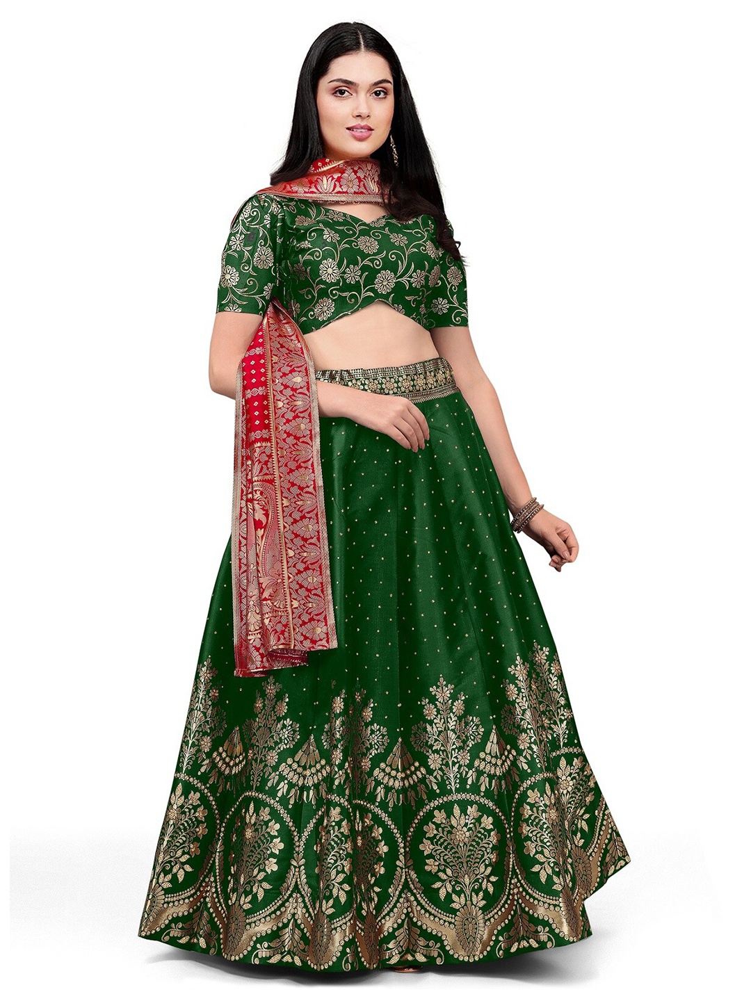 Kedar Fab Woven Design Semi-Stitched Lehenga & Unstitched Blouse With Dupatta, Green
Kedar Fab Woven Design Semi-Stitched Lehenga & Unstitched Blouse With Dupatta, Green