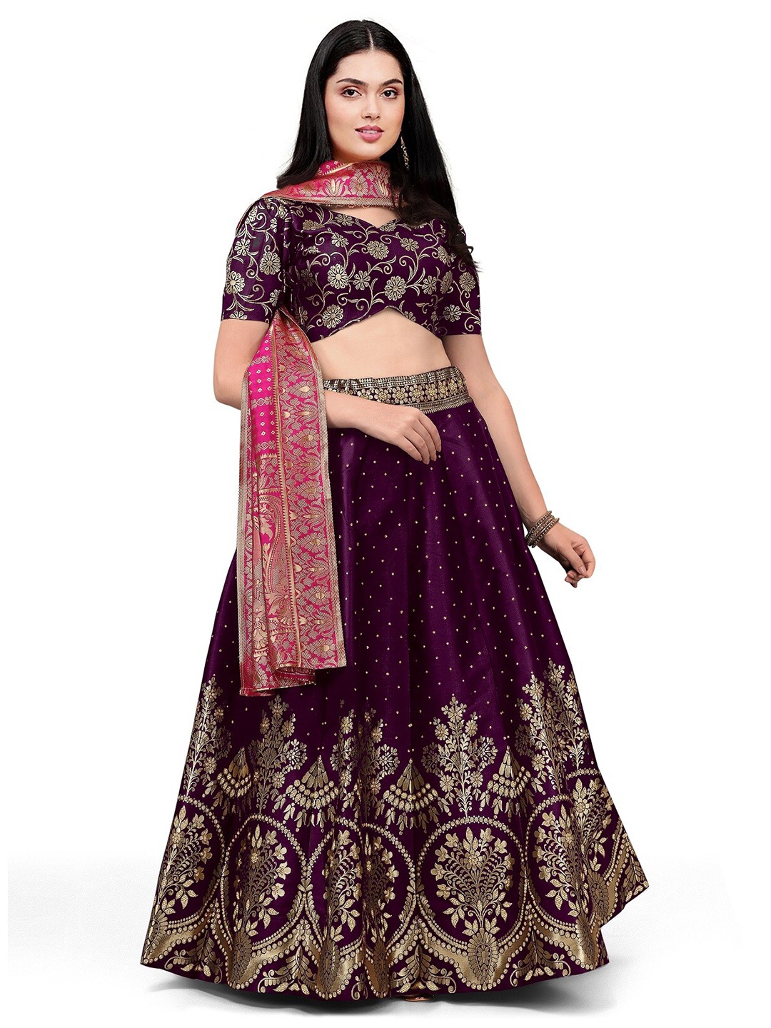 Kedar Fab Woven Design V-Neck Semi-Stitched Lehenga & Unstitched Blouse With Dupatta, Purple
Kedar Fab Woven Design V-Neck Semi-Stitched Lehenga & Unstitched Blouse With Dupatta, Purple