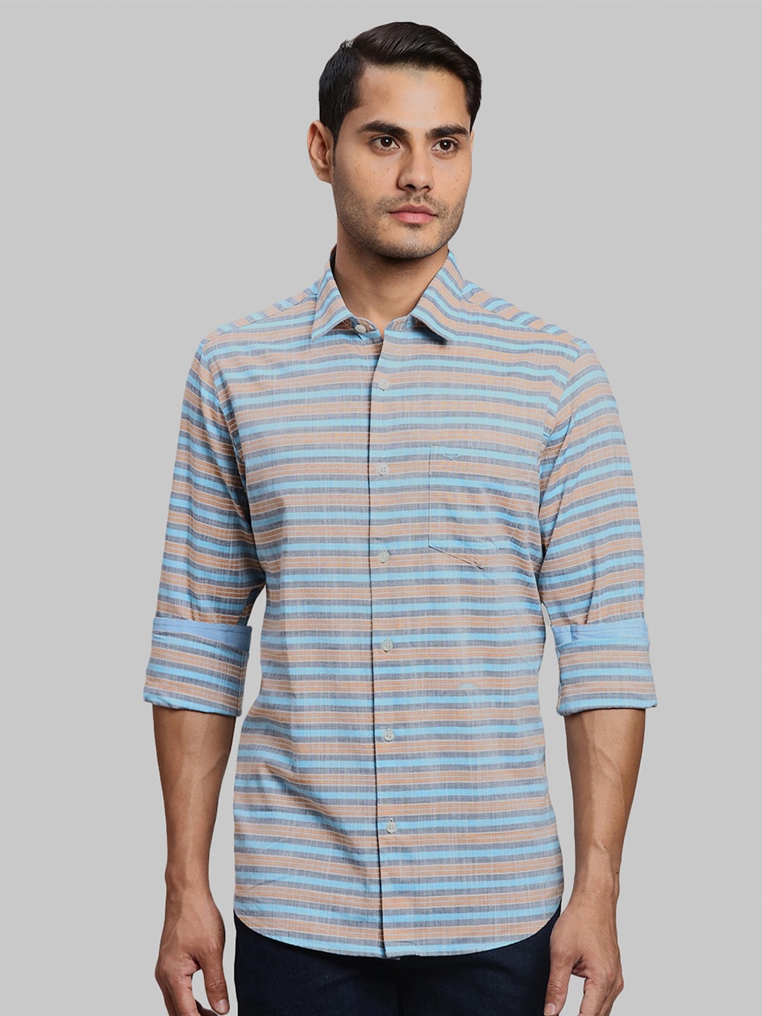 ColorPlus Spread Collar Long Sleeves Slim Fit Striped Casual Cotton Shirt, Blue
ColorPlus Spread Collar Long Sleeves Slim Fit Striped Casual Cotton Shirt, Blue