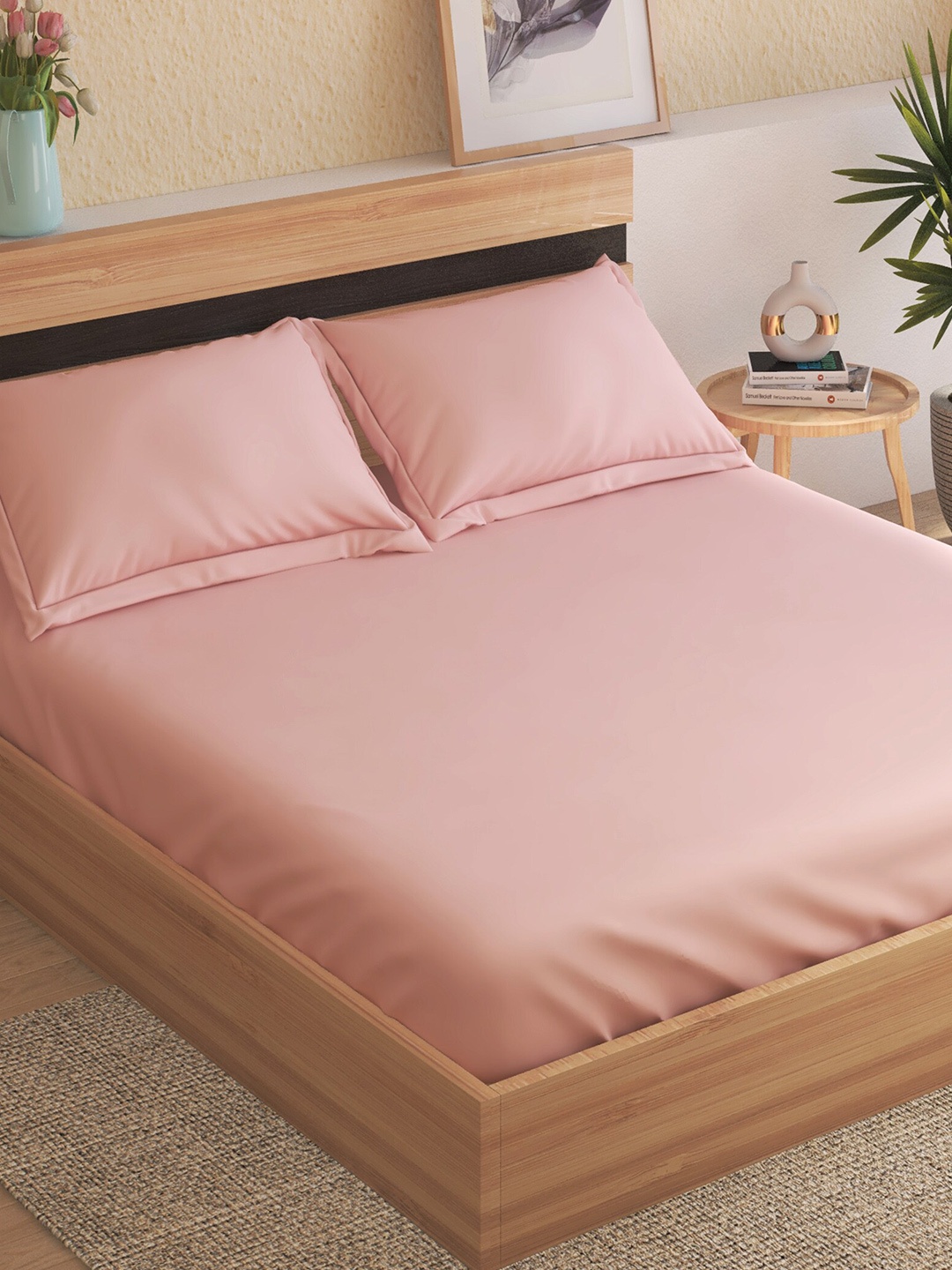 Home Centre Colour Refresh Peach-Coloured Cotton 144 TC King Bedsheet With 2 Pillow Covers
Home Centre Colour Refresh Peach-Coloured Cotton 144 TC King Bedsheet With 2 Pillow Covers