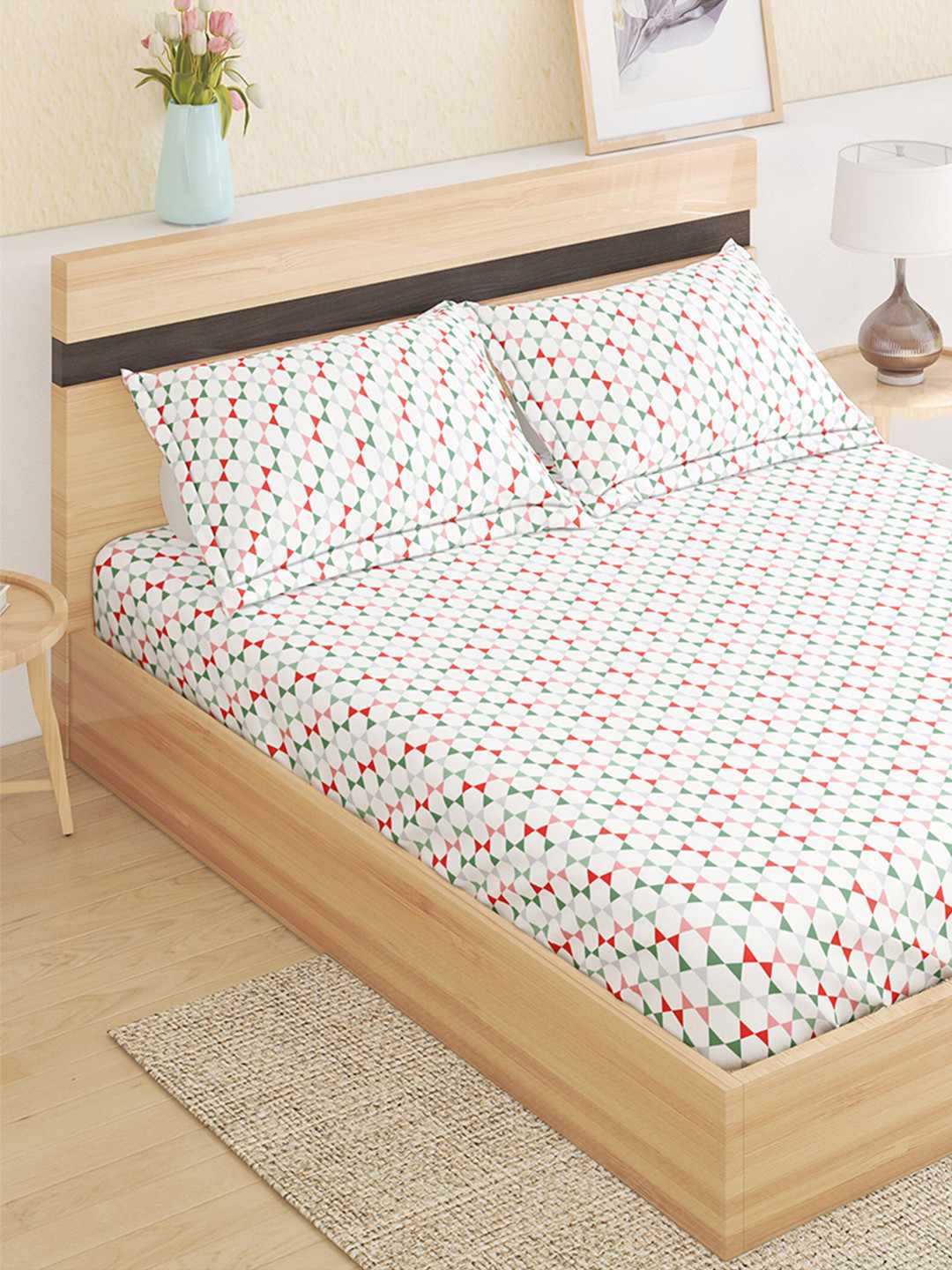 Home Centre Pacific Juniper White Geometric 144 TC Queen Bedsheet With 2 Pillow Covers
Home Centre Pacific Juniper White Geometric 144 TC Queen Bedsheet With 2 Pillow Covers