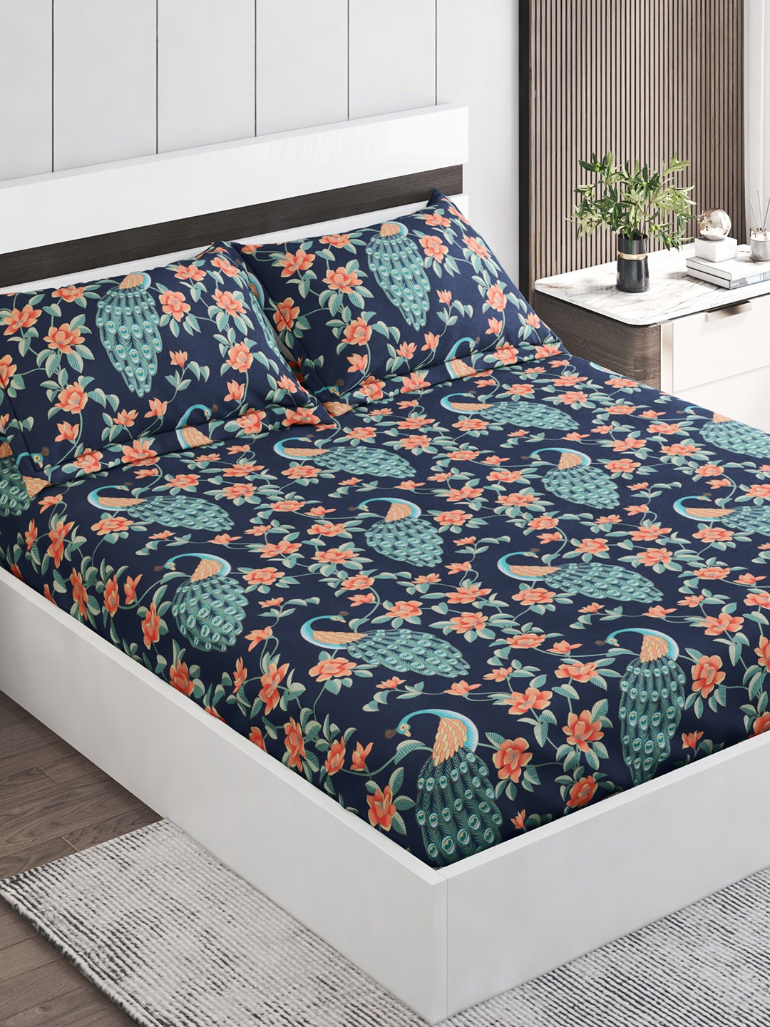Home Centre Pacific Juniper Blue & Red Floral 144 TC Queen Bedsheet With 2 Pillow Covers
Home Centre Pacific Juniper Blue & Red Floral 144 TC Queen Bedsheet With 2 Pillow Covers