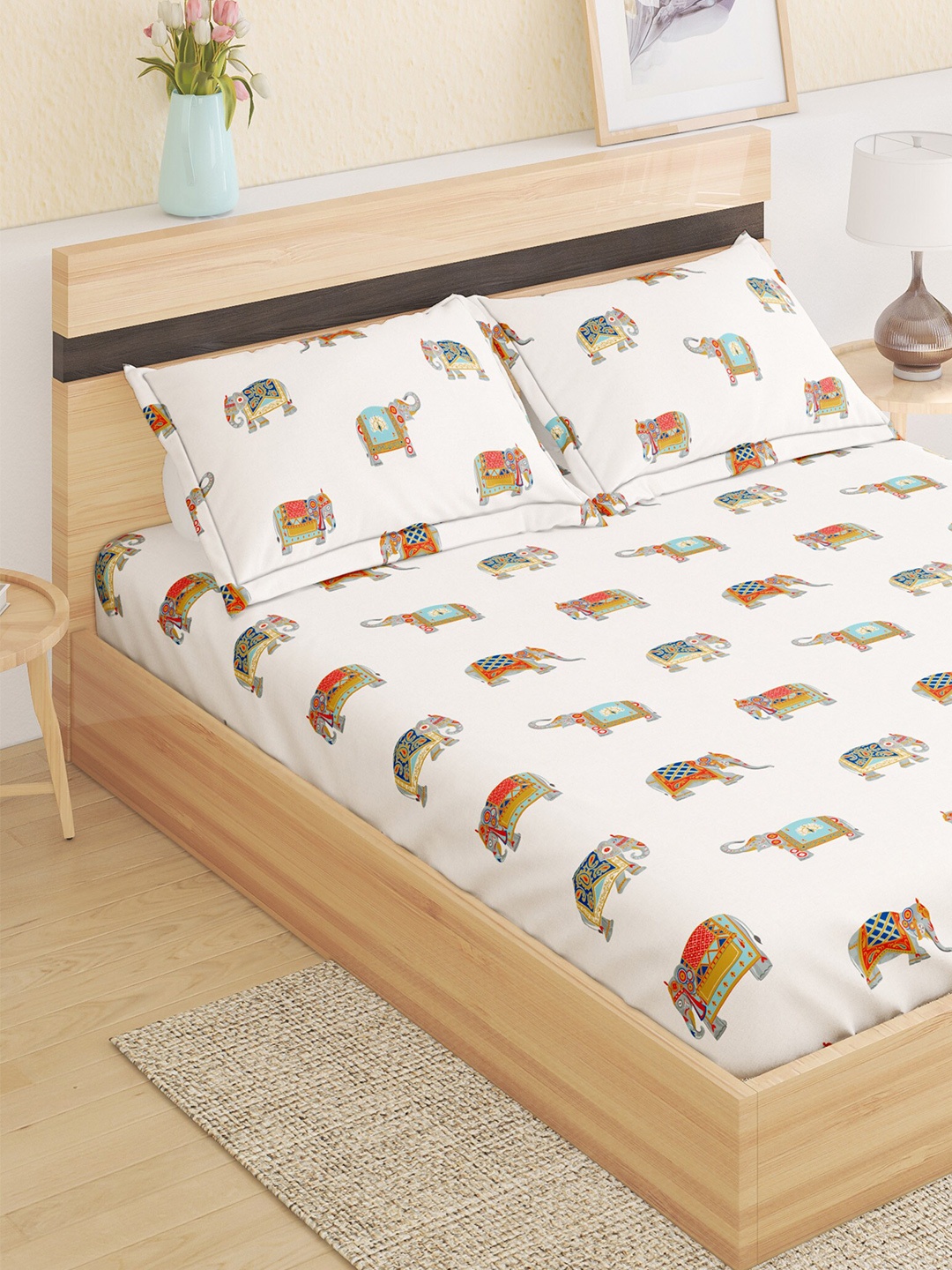 Home Centre Pacific Juniper White Ethnic Motifs 144 TC King Bedsheet With 2 Pillow Covers
Home Centre Pacific Juniper White Ethnic Motifs 144 TC King Bedsheet With 2 Pillow Covers