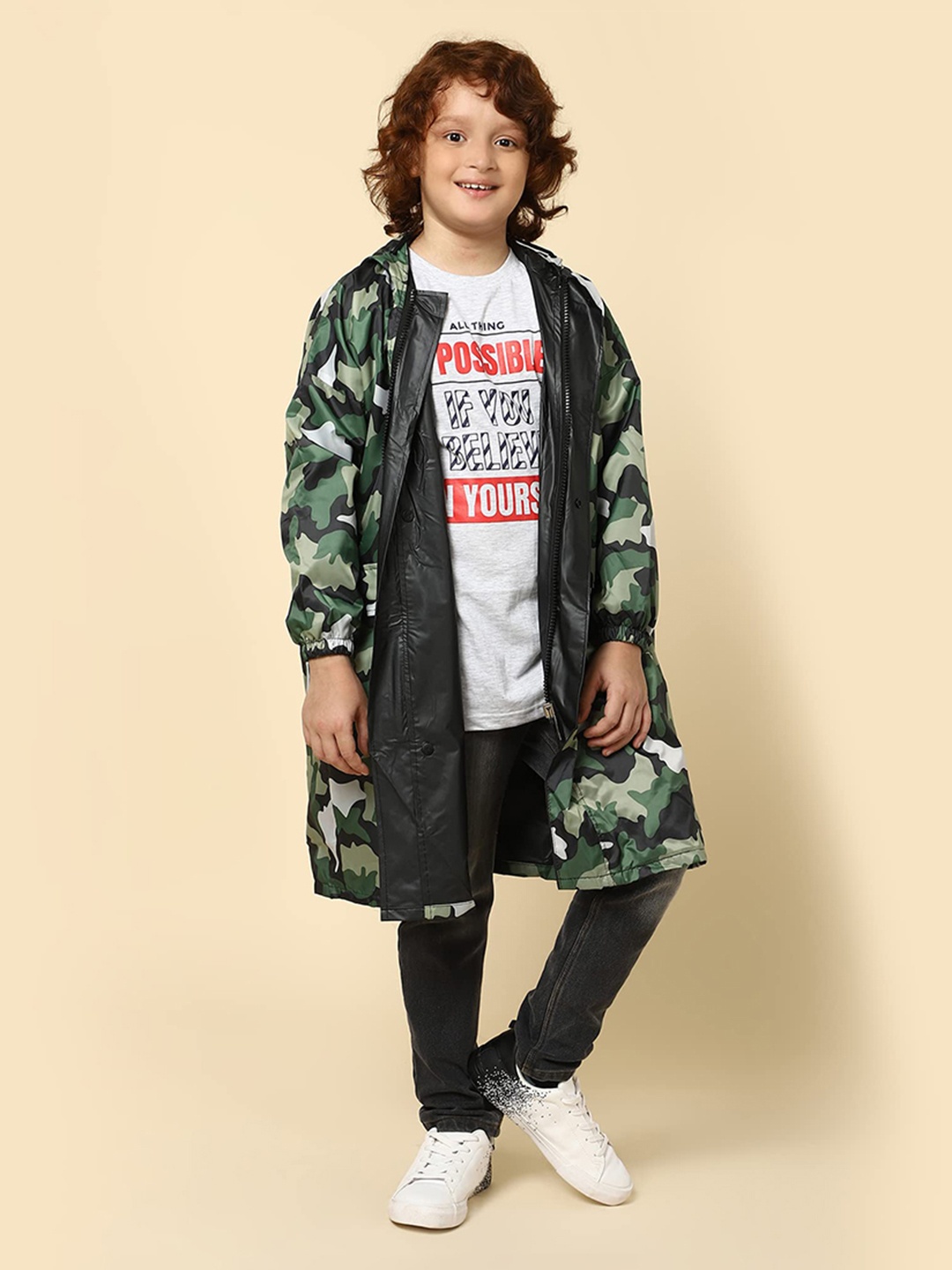 THE CLOWNFISHKids Kids Waterproof Double Coating Reversible Hooded Long Rain Jacket, Green
THE CLOWNFISHKids Kids Waterproof Double Coating Reversible Hooded Long Rain Jacket, Green