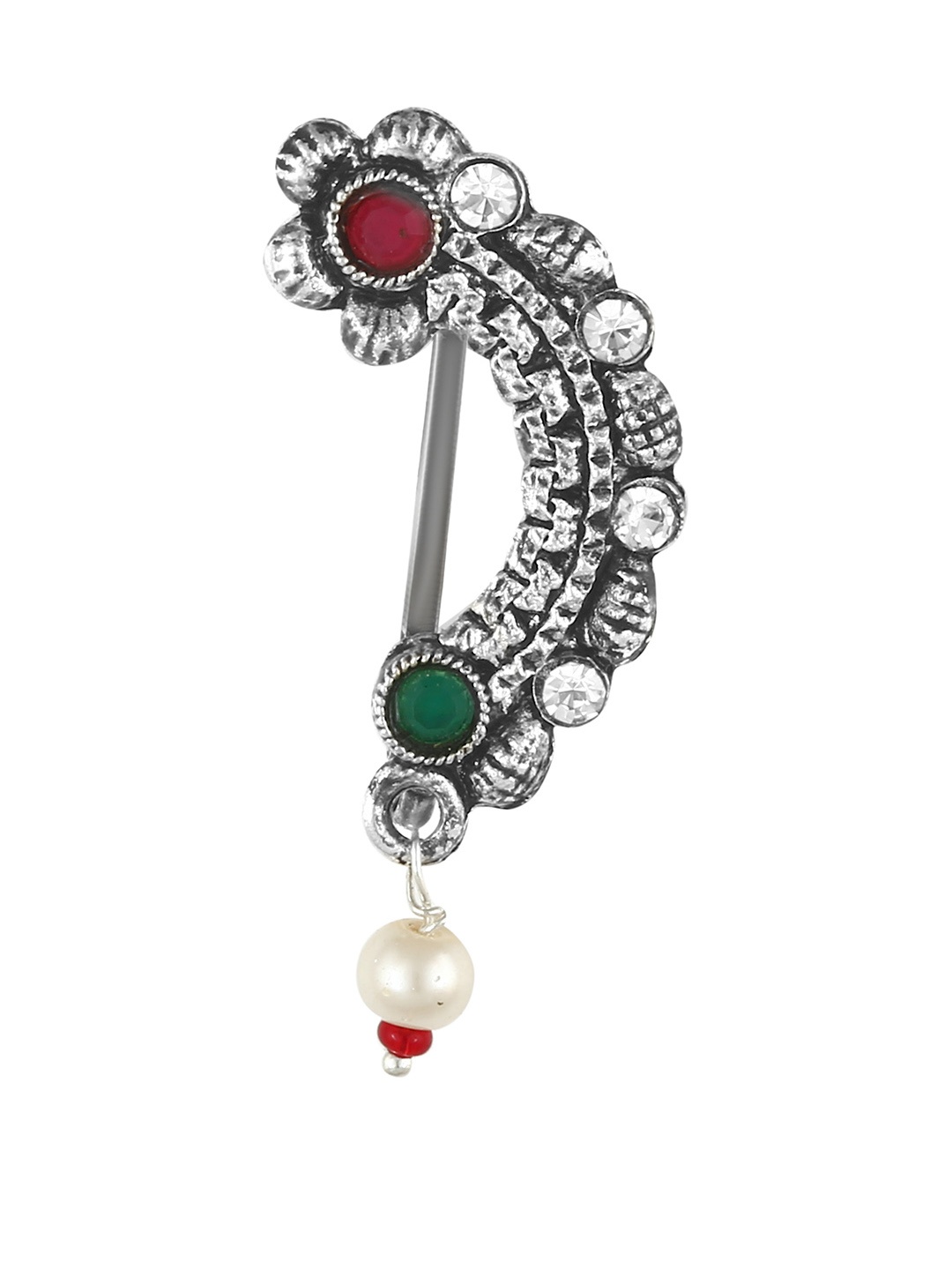 Vighnaharta Rhodium-Plated Oxidised Maharashtrian Nath Nathiya Clip-On Nose Pin, Silver
Vighnaharta Rhodium-Plated Oxidised Maharashtrian Nath Nathiya Clip-On Nose Pin, Silver