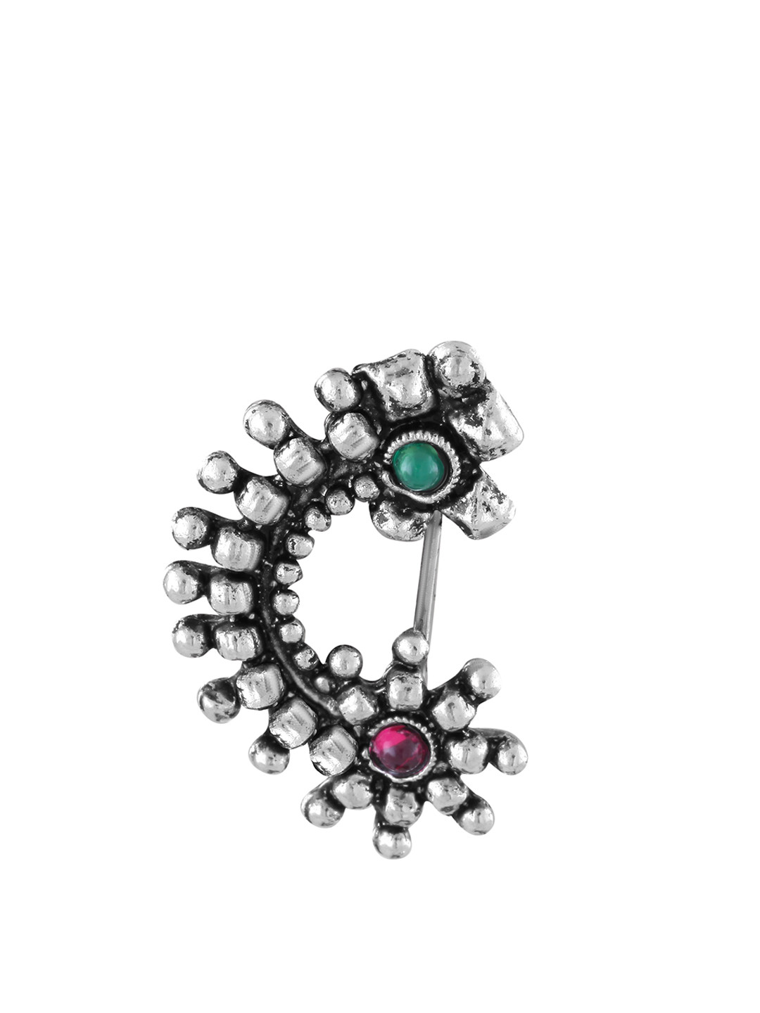 Vighnaharta Silver-Toned Rhodium-Plated Stone Studded Maharashtrian Nath Nathiya
Vighnaharta Silver-Toned Rhodium-Plated Stone Studded Maharashtrian Nath Nathiya