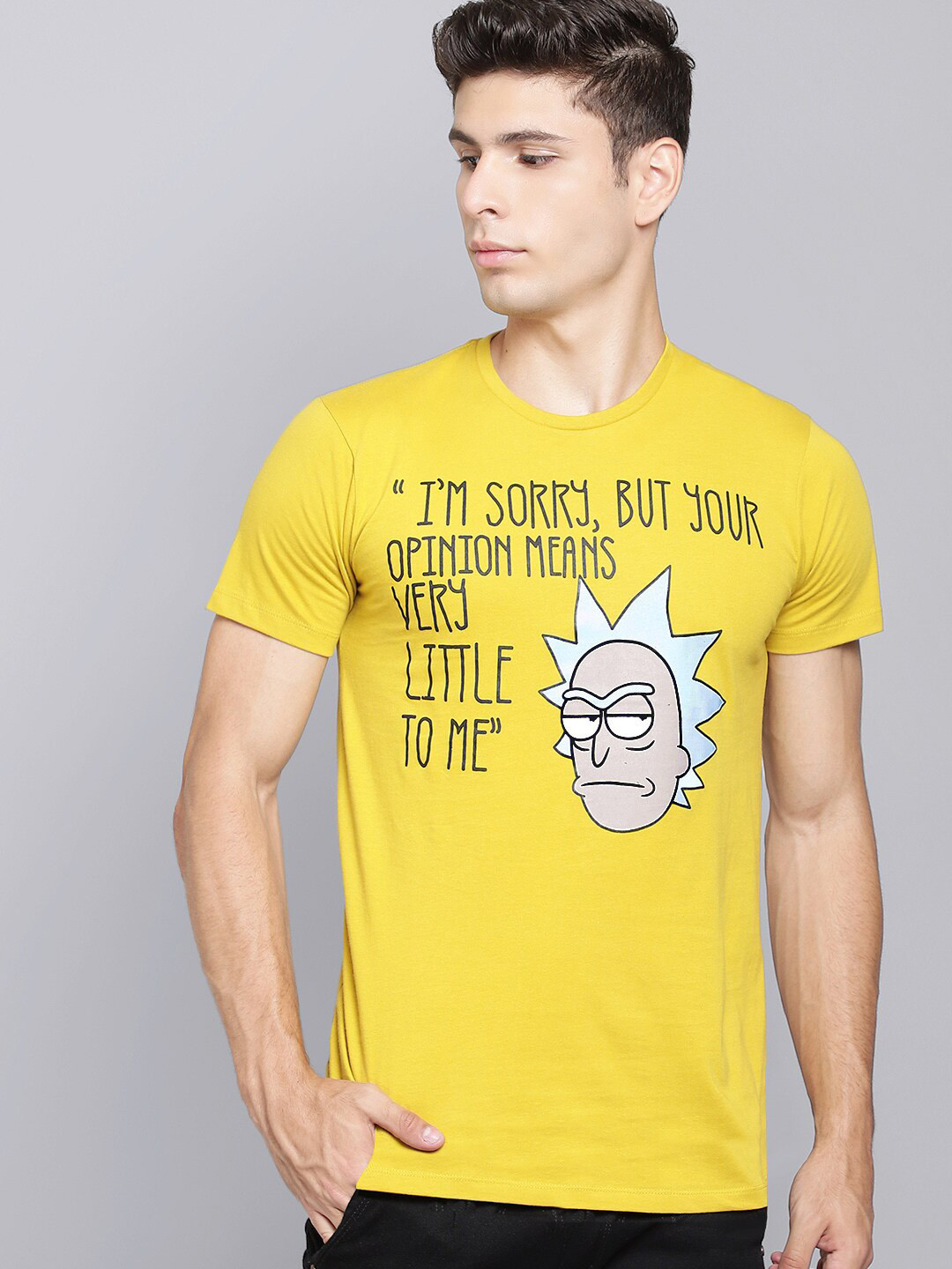 Free Authority Rick & Morty Printed Cotton T-Shirt, Yellow 
Free Authority Rick & Morty Printed Cotton T-Shirt, Yellow
