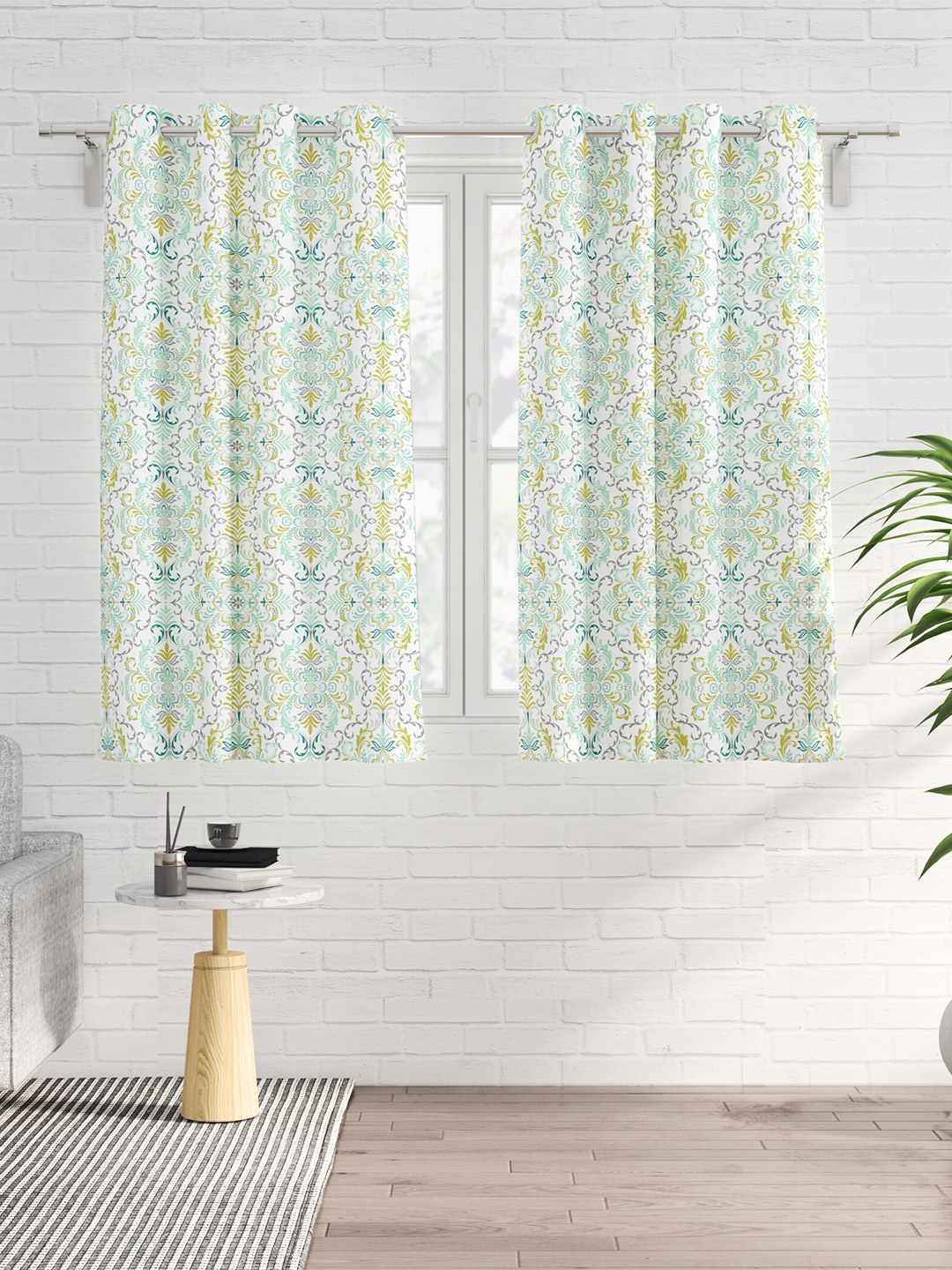 Home Centre Saddle White & Teal 2 Pieces Ethnic Motifs Semi Black Out Window Curtains
Home Centre Saddle White & Teal 2 Pieces Ethnic Motifs Semi Black Out Window Curtains