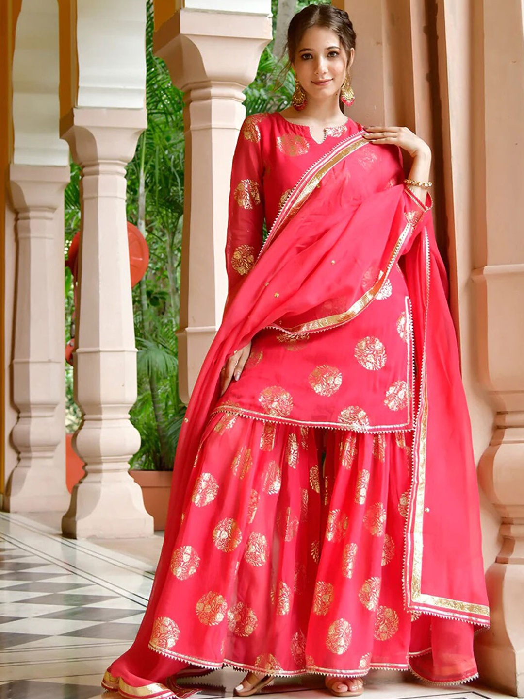 Lirose Ethnic Motifs Printed Regular Gotta Patti Kurta With Sharara & Dupatta, Pink
Lirose Ethnic Motifs Printed Regular Gotta Patti Kurta With Sharara & Dupatta, Pink
