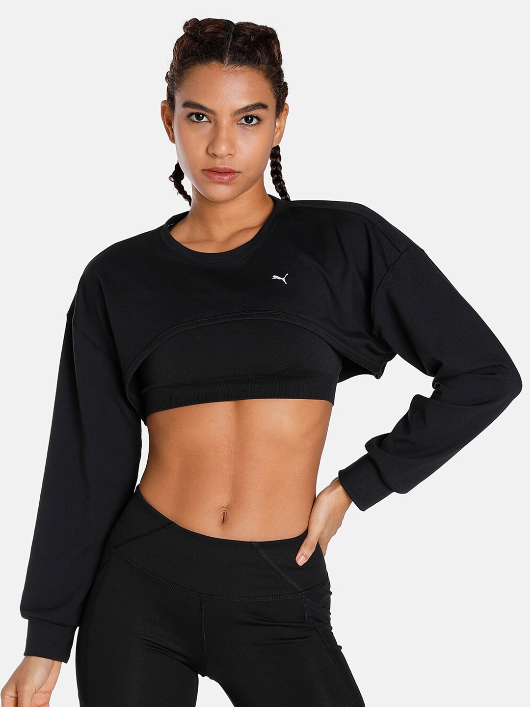 Puma Forever Luxe Cloudspun Crop Top, Black
