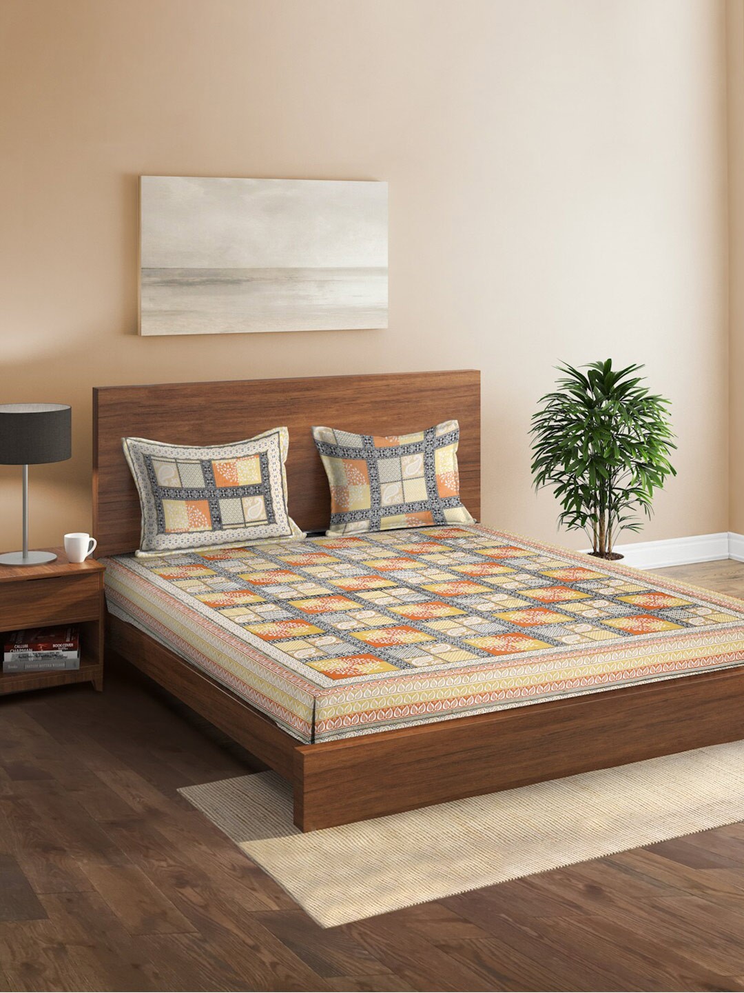 Sangria Orange & Black Printed 180TC Cotton Double Queen Bedsheet With 2 Pillow Covers
Sangria Orange & Black Printed 180TC Cotton Double Queen Bedsheet With 2 Pillow Covers