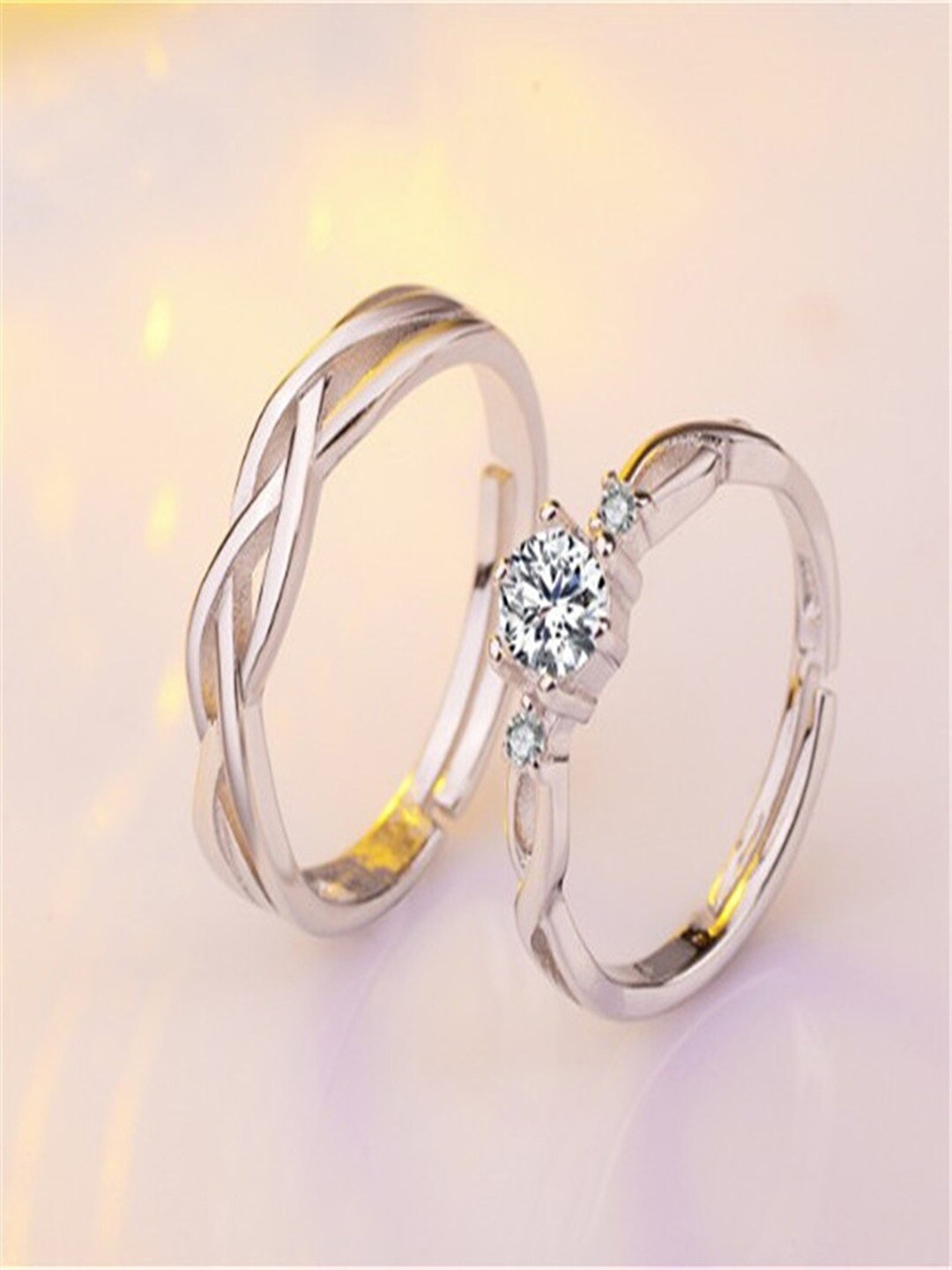 UNIVERSITY TRENDZ Sparkling Set Of 2 Silver-Plated Crystal Studded Couple Finger Rings
UNIVERSITY TRENDZ Sparkling Set Of 2 Silver-Plated Crystal Studded Couple Finger Rings