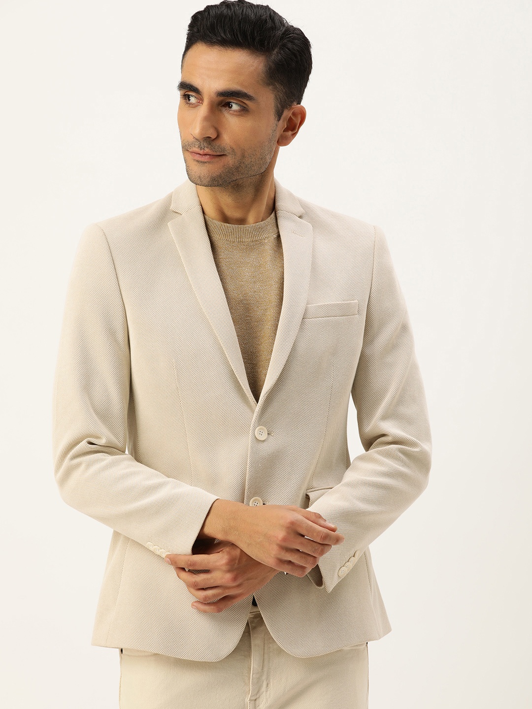 Peter England Men Self Design Neo Slim Fit Single-Breasted Smart Casual Blazer, Cream
Peter England Men Self Design Neo Slim Fit Single-Breasted Smart Casual Blazer, Cream