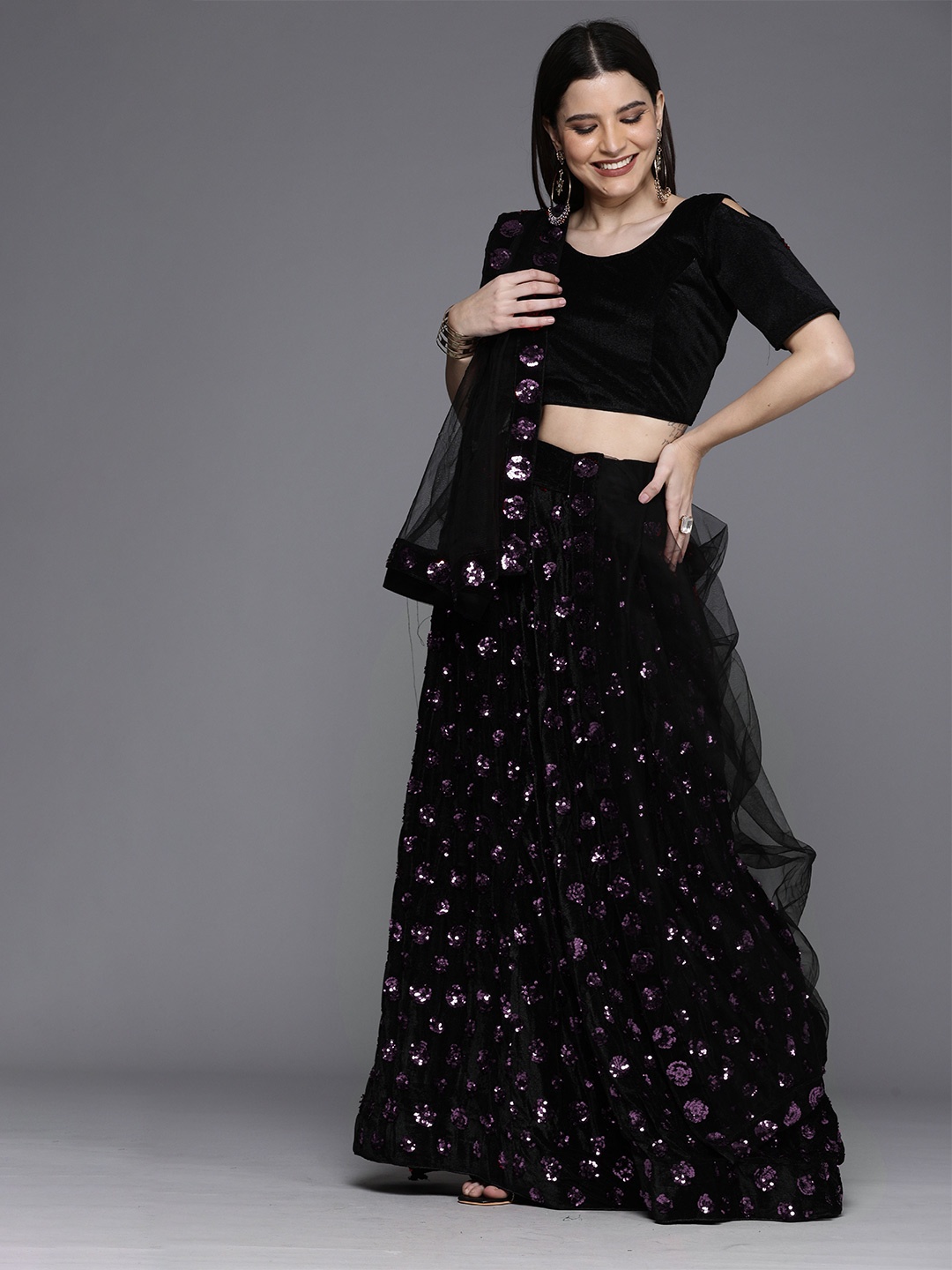 MANVAA Sequin Embellished Semi-Stitched Lehenga & Unstitched Blouse With Dupatta, Black
MANVAA Sequin Embellished Semi-Stitched Lehenga & Unstitched Blouse With Dupatta, Black