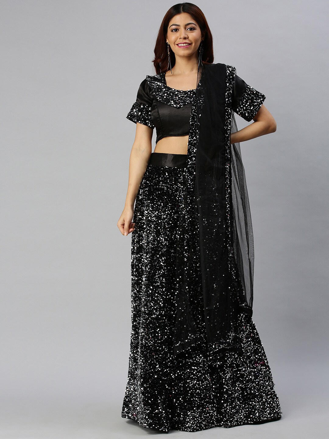 MANVAA Embroidered Thread Work Semi-Stitched Lehenga & Unstitched Blouse With Dupatta, Black
MANVAA Embroidered Thread Work Semi-Stitched Lehenga & Unstitched Blouse With Dupatta, Black