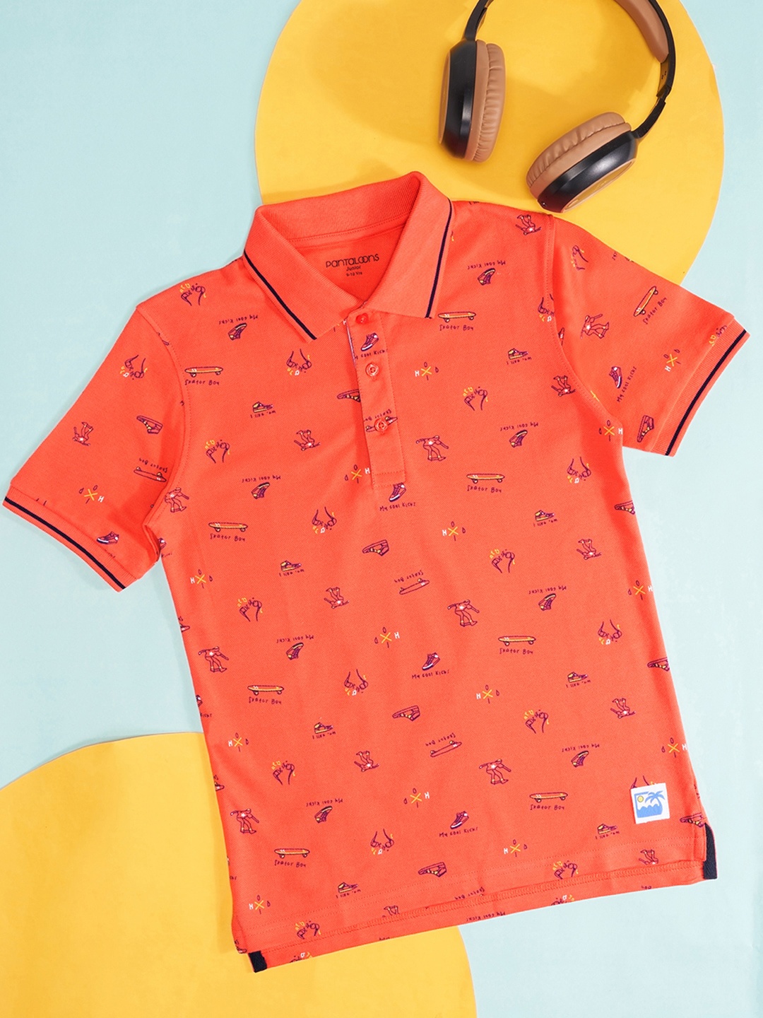 Pantaloons Junior Boys Conversational Printed Polo Collar Cotton T-shirt, Coral
Pantaloons Junior Boys Conversational Printed Polo Collar Cotton T-shirt, Coral