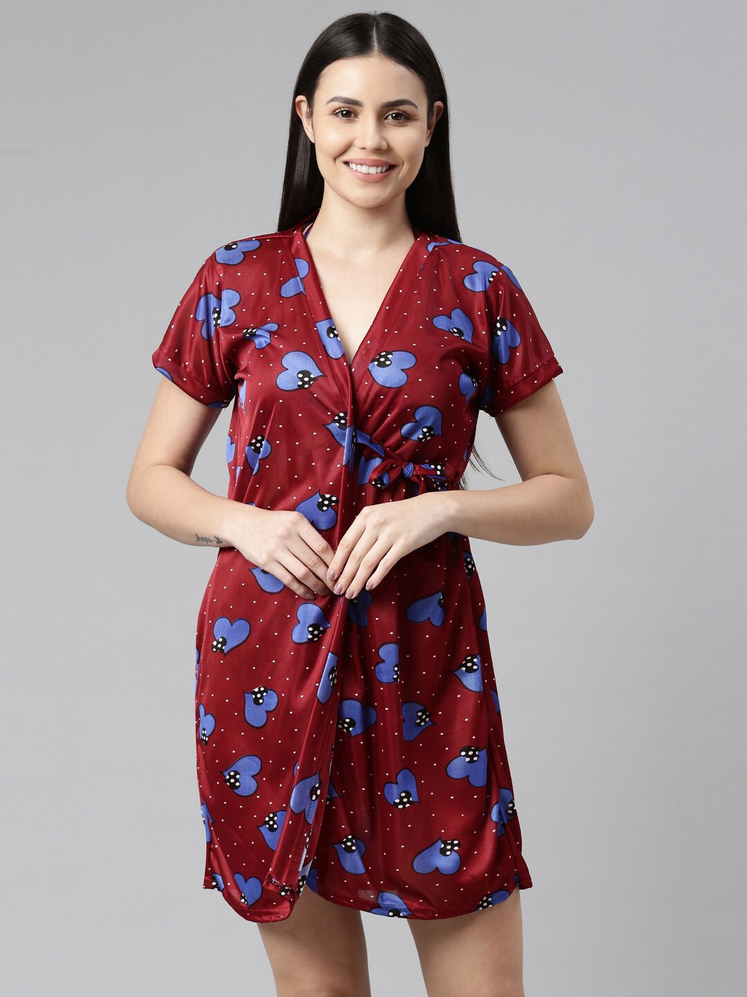 Bailey sells Set Of 3 Conversational Printed Satin Wrap Nightdress With Lingerie Set, Maroon
Bailey sells Set Of 3 Conversational Printed Satin Wrap Nightdress With Lingerie Set, Maroon