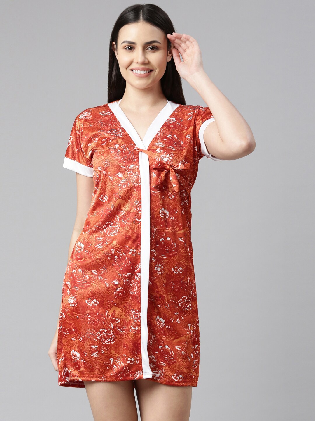 Bailey sells Set Of 3 Floral Printed Satin Wrap Nightdress With Lingerie Set, Orange
Bailey sells Set Of 3 Floral Printed Satin Wrap Nightdress With Lingerie Set, Orange