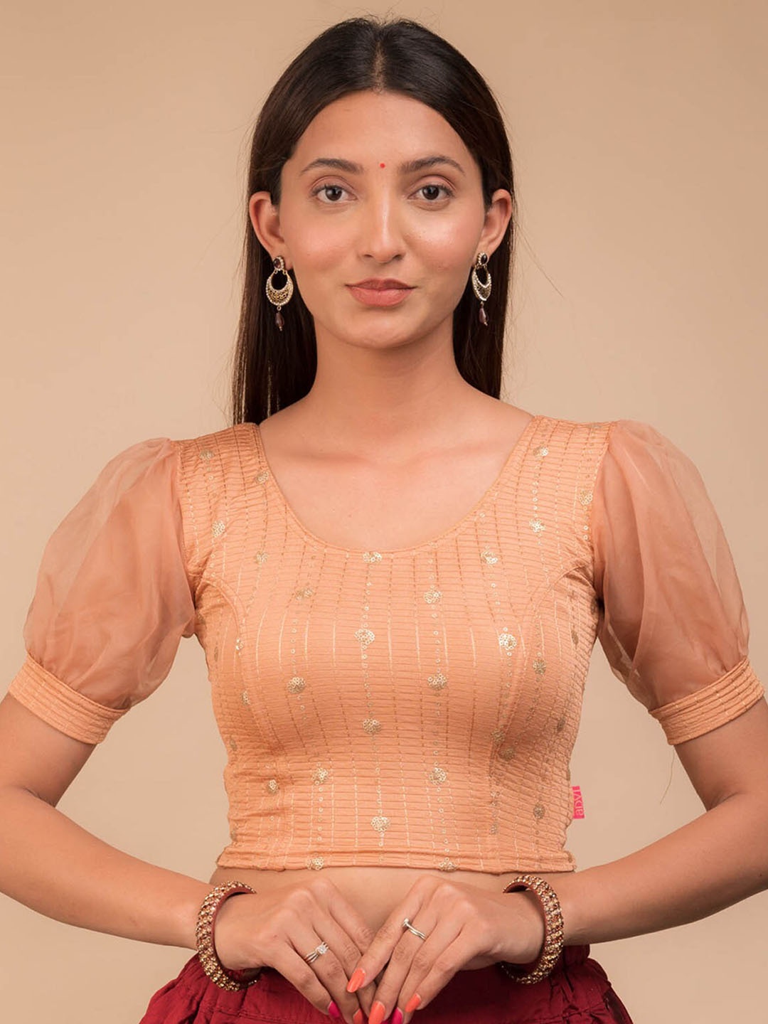Bindigasm's Advi Sequin Embroidery Organza Puff Sleeves Stretchable Saree Blouse, Rust
Bindigasm's Advi Sequin Embroidery Organza Puff Sleeves Stretchable Saree Blouse, Rust