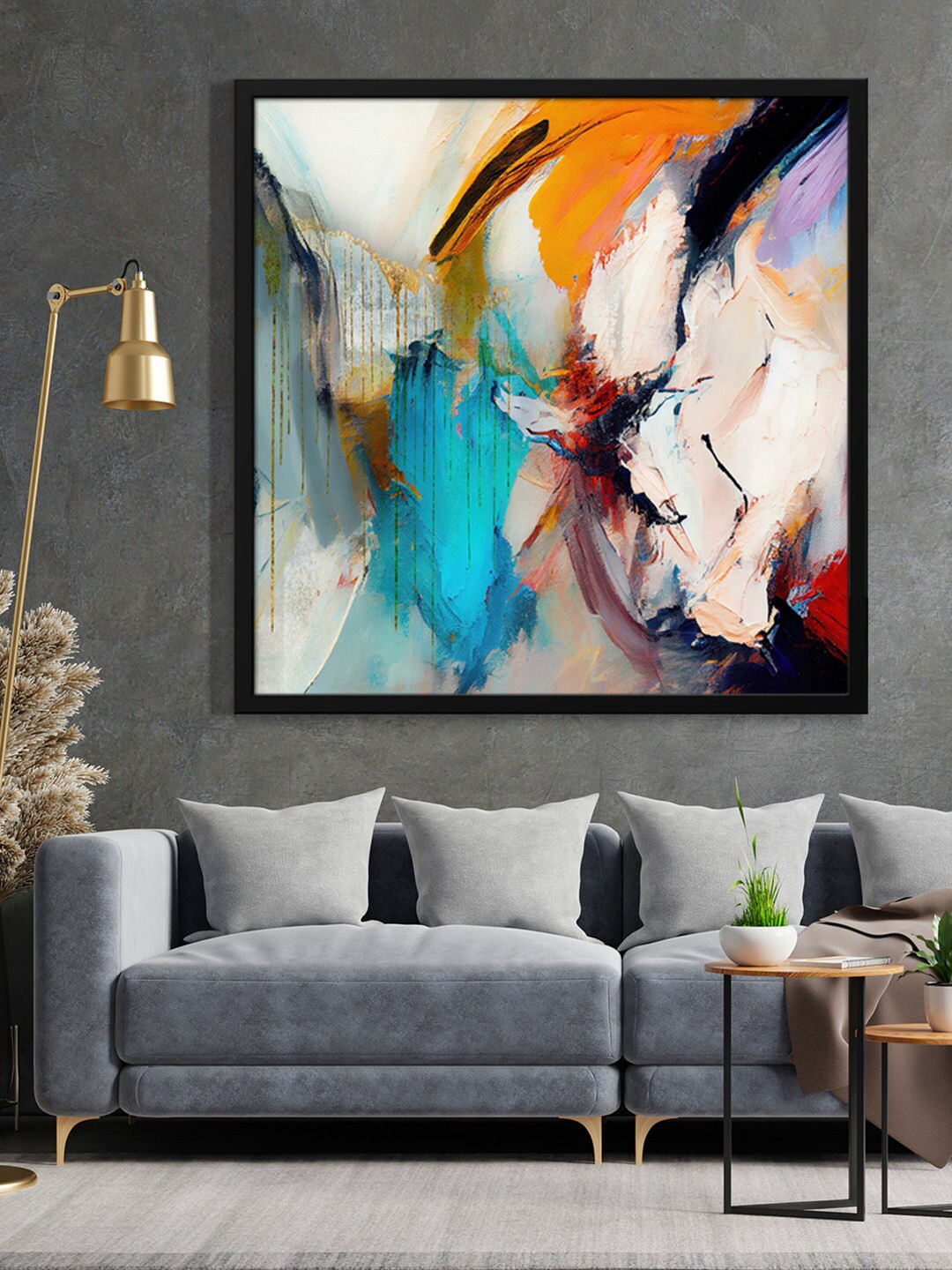 999Store Black & Blue Abstract Painting Framed Wall Art 
999Store Black & Blue Abstract Painting Framed Wall Art
