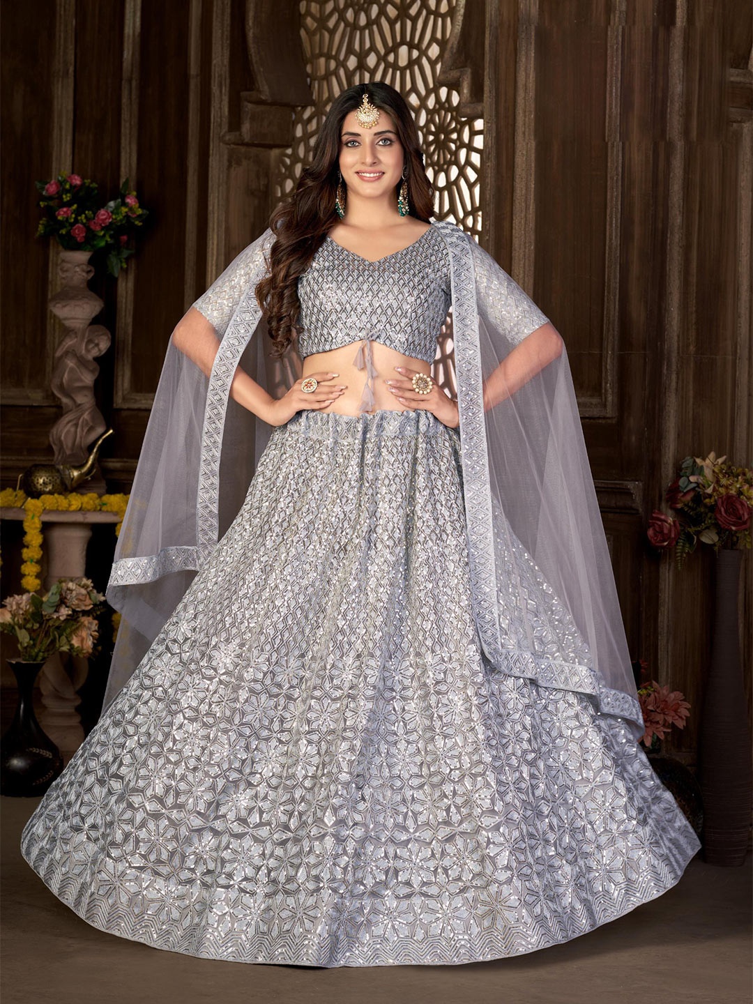all about you Grey & Silver-Toned Embroidered Semi-Stitched Lehenga & Blouse With Dupatta
all about you Grey & Silver-Toned Embroidered Semi-Stitched Lehenga & Blouse With Dupatta