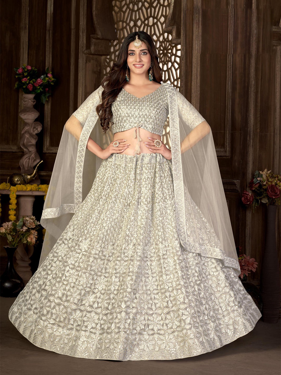 all about you White & Silver-Toned Embroidered Semi-Stitched Lehenga & Blouse With Dupatta
all about you White & Silver-Toned Embroidered Semi-Stitched Lehenga & Blouse With Dupatta
