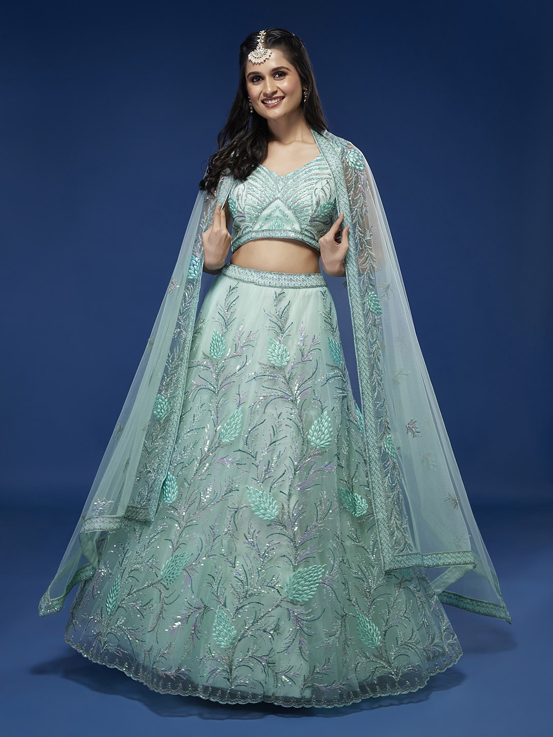 panchhi Embroidered Sequinned Semi-Stitched Lehenga & Unstitched Blouse With Dupatta, Turquoise blue
panchhi Embroidered Sequinned Semi-Stitched Lehenga & Unstitched Blouse With Dupatta, Turquoise blue