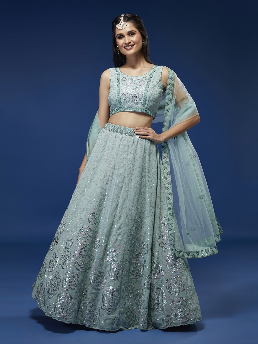 panchhi Embroidered Sequinned Semi-Stitched Lehenga & Unstitched Blouse With Dupatta, Lime green
panchhi Embroidered Sequinned Semi-Stitched Lehenga & Unstitched Blouse With Dupatta, Lime green