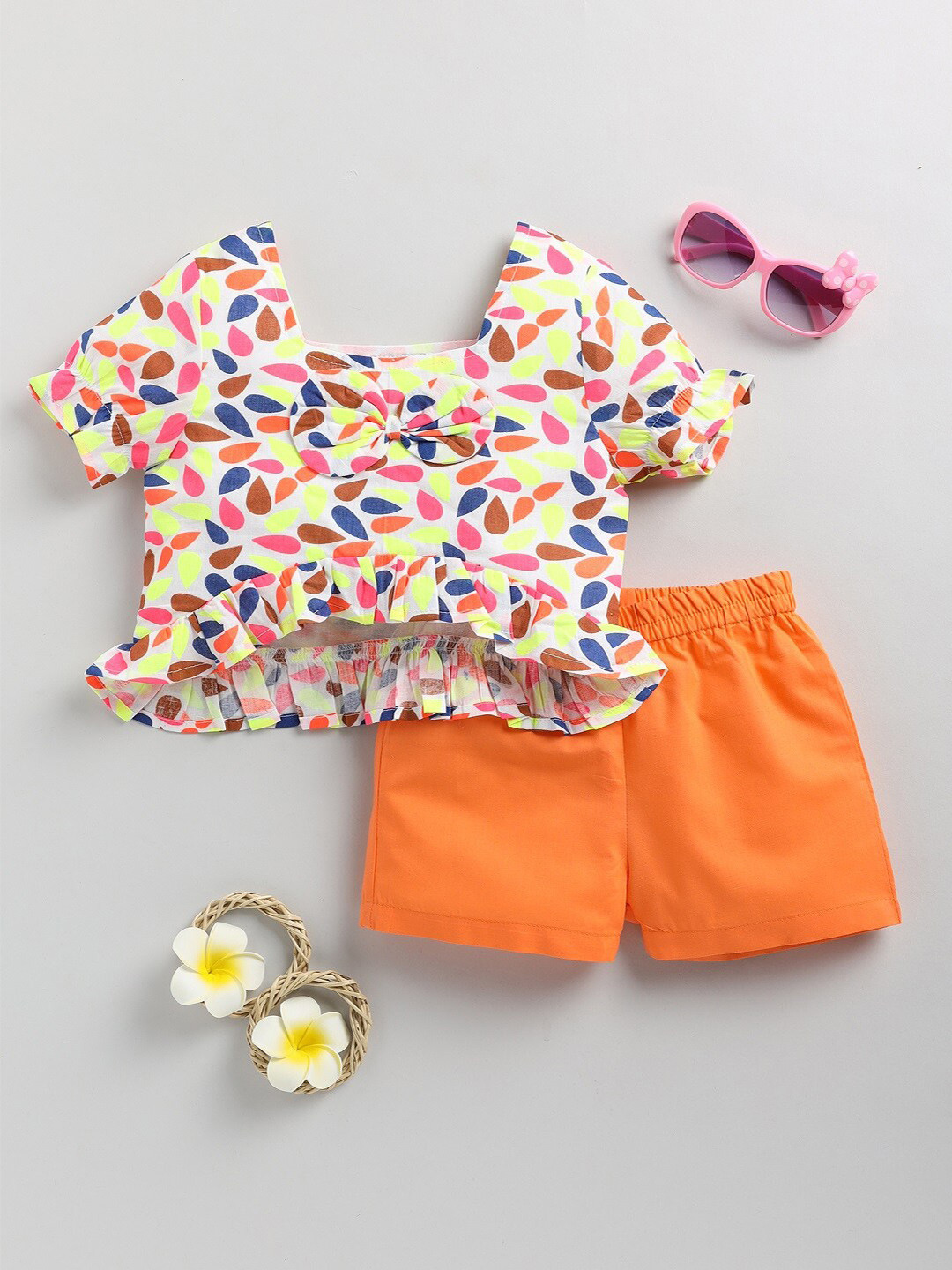 M'andy Girls Printed Pure Cotton Top with Shorts, Orange
M'andy Girls Printed Pure Cotton Top with Shorts, Orange