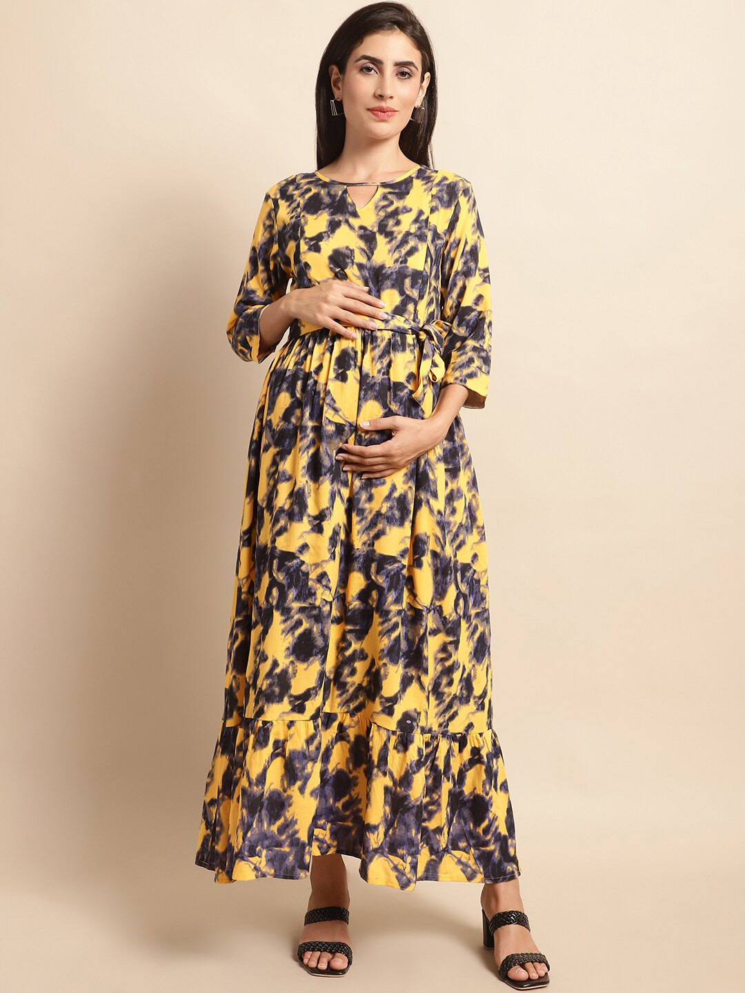 Frempy Abstract Printed Gathered Details Maternity Fit & Flare Dress With Belt, Yellow
Frempy Abstract Printed Gathered Details Maternity Fit & Flare Dress With Belt, Yellow